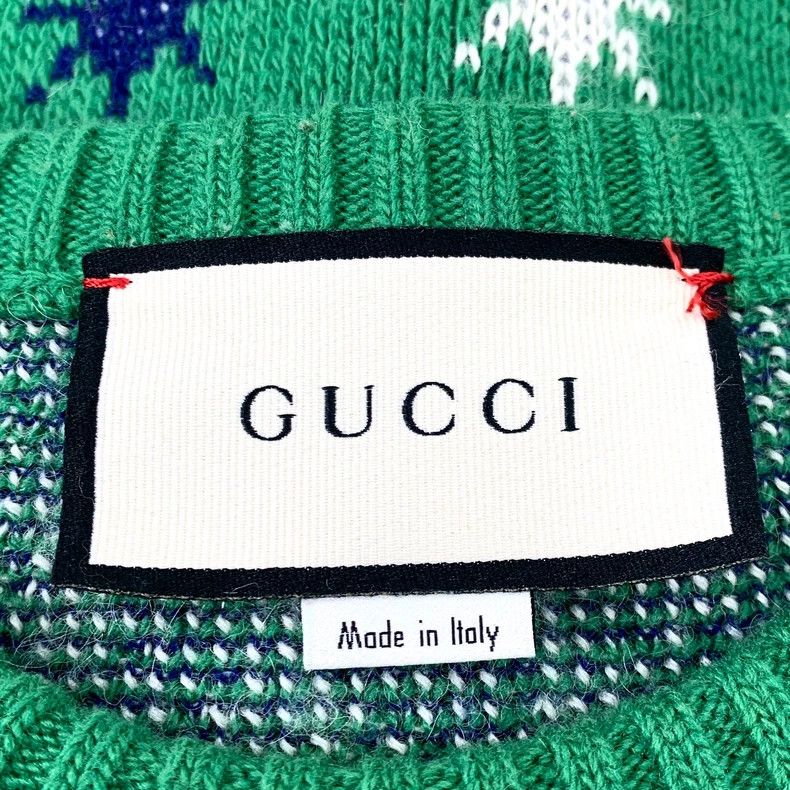 Gucci Gucci Green horn tiger head inlaid wool round-neck long-sle Size US S / EU 44-46 / 1 - 6 Thumbnail