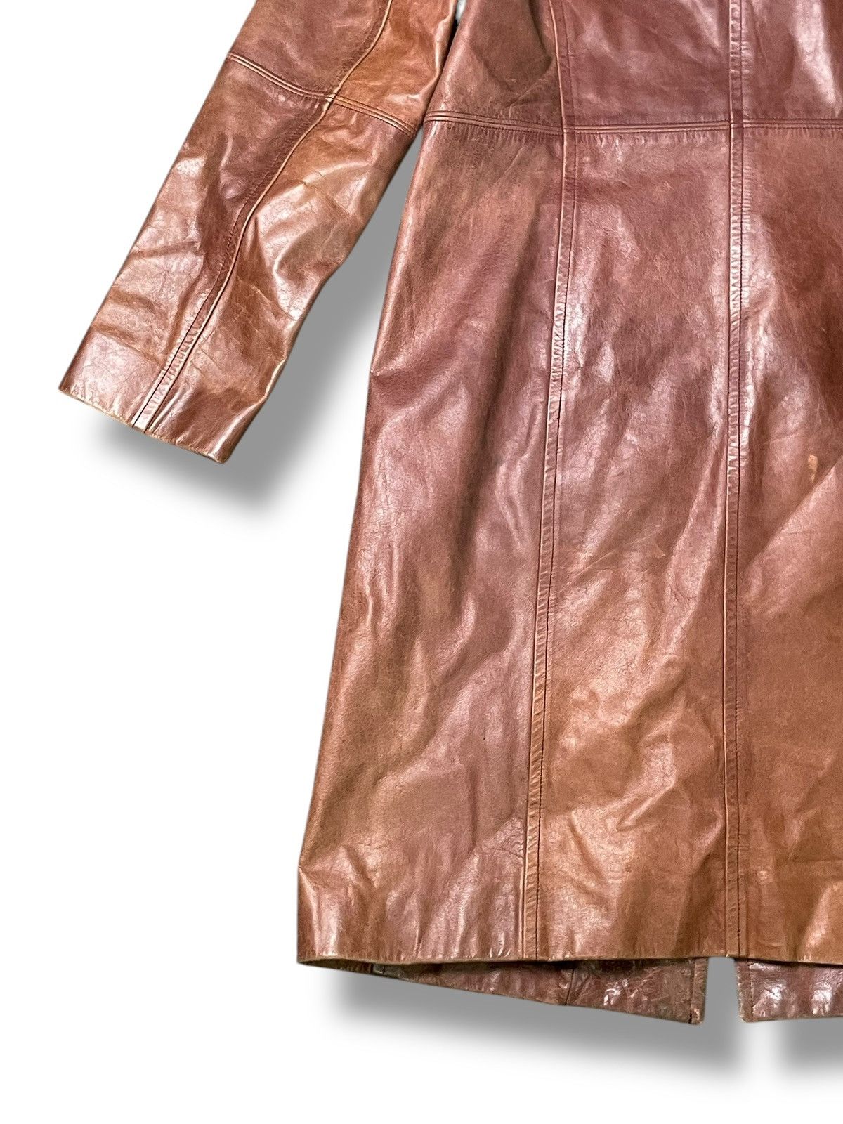 Designer × Michel Klein × Vintage MK Michel Klein Long Leather Jacket (52) Size US XXS / EU 40 - 9 Thumbnail