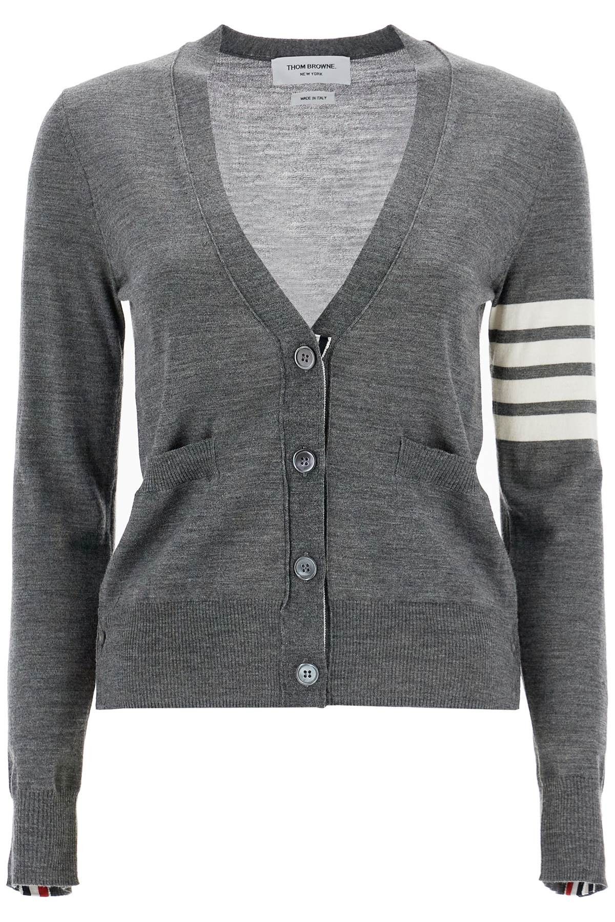 Thom Browne THOM BROWNE 4-Bar Wool Melange Cardigan Size S / US 4 / IT 40 - 1 Thumbnail
