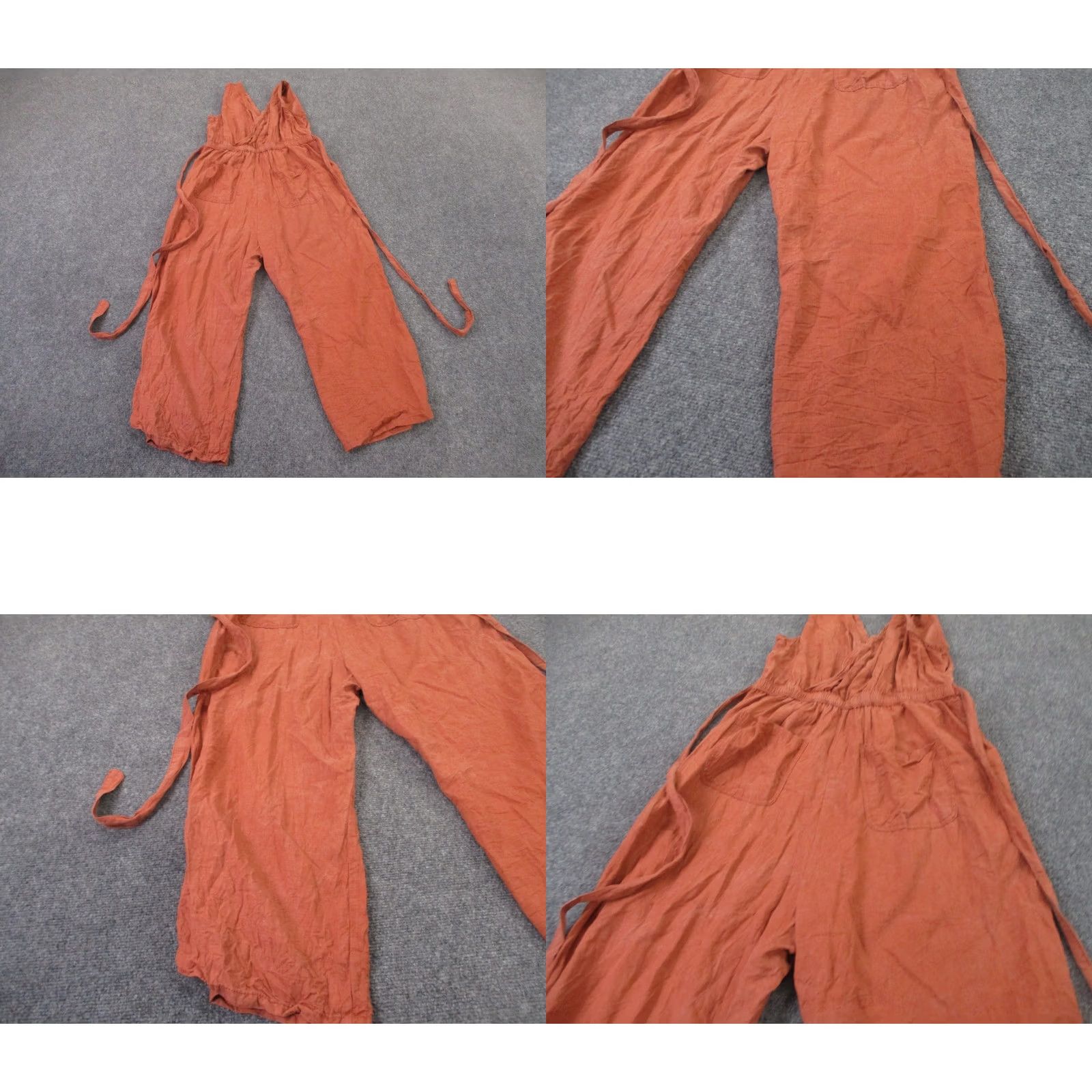 Vintage Kuhl Romper Jumpsuit Womens M Orange Linen One Piece Summer Tank Belted Faded Size 32" / US 10 / IT 46 - 9 Thumbnail