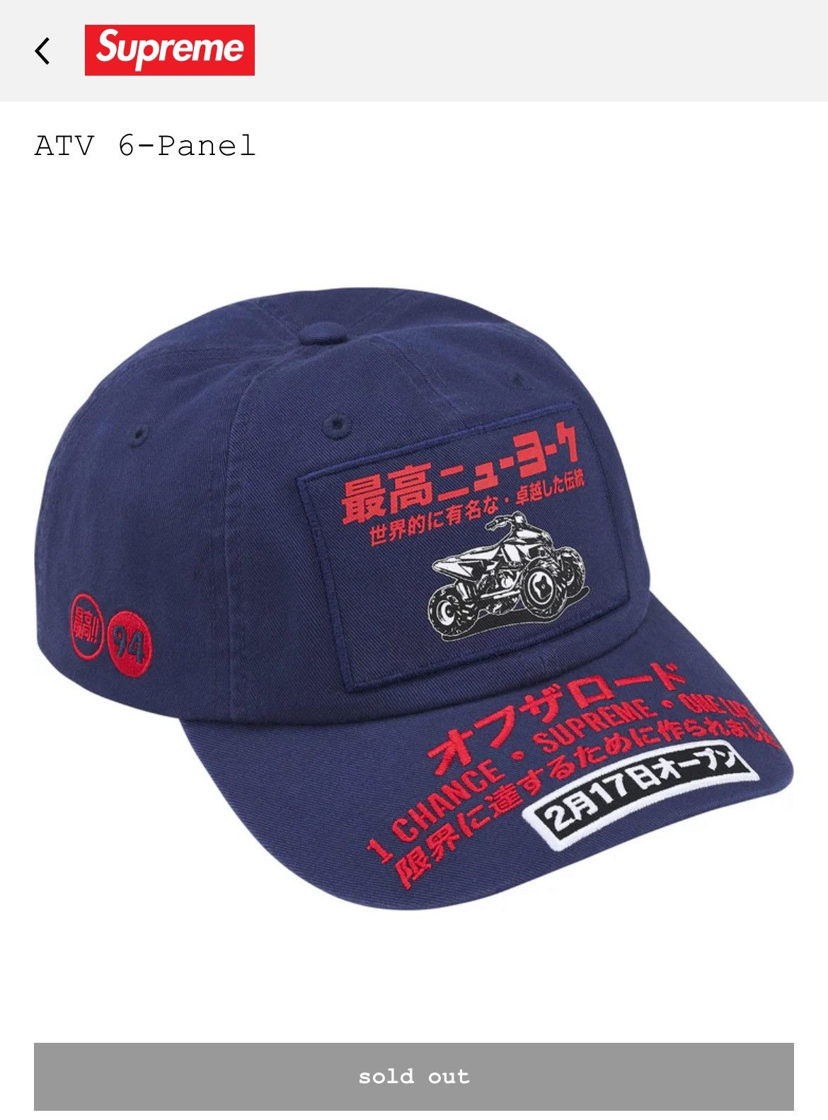 Supreme Supreme ATV 6 Panel Navy Size ONE SIZE - 2 Thumbnail