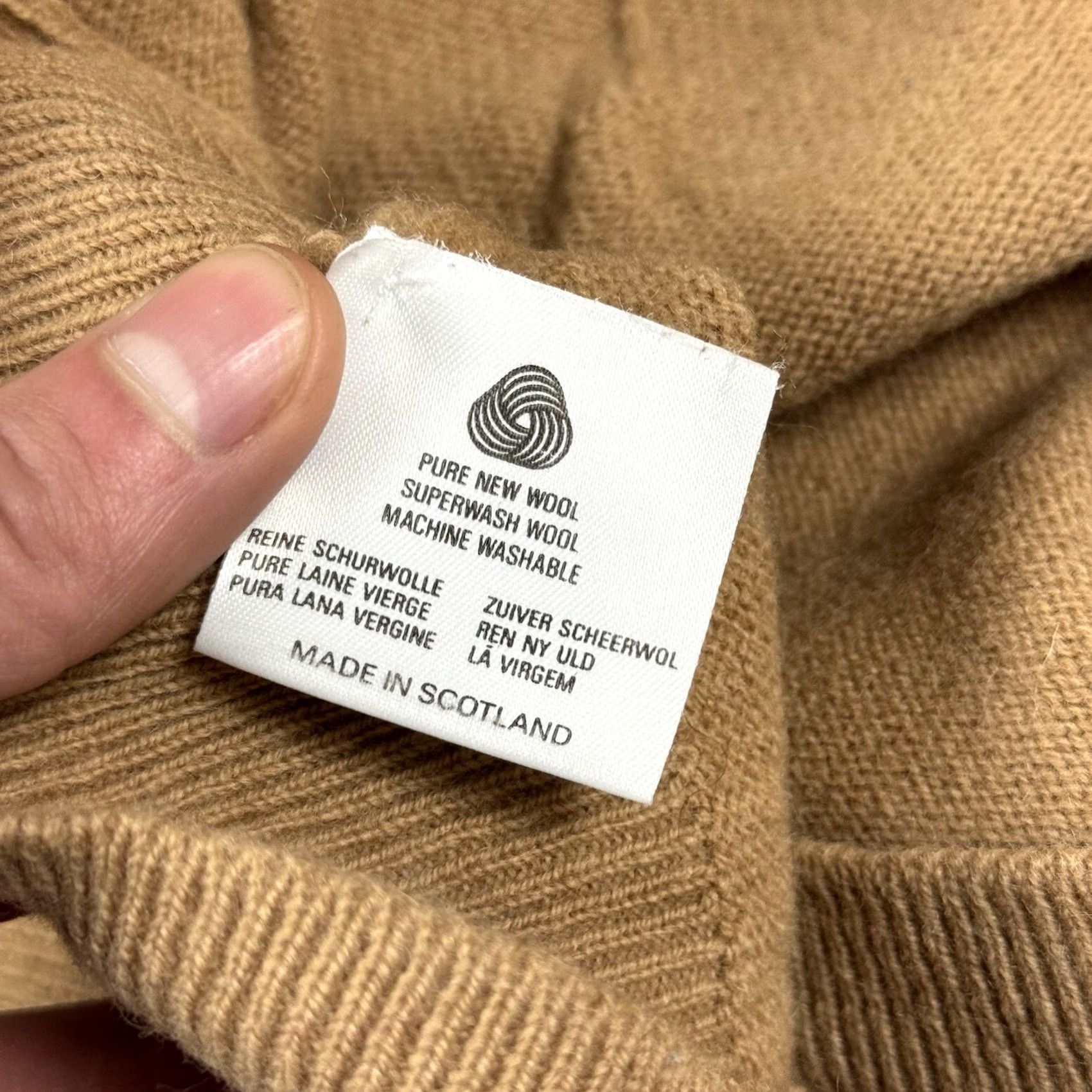 Vintage Pringle Of Scotland Sweater 1XL Brown Cardigan 100% Pure Wool 5-Button Sz 46 Mens, Men's — image 5 of 6