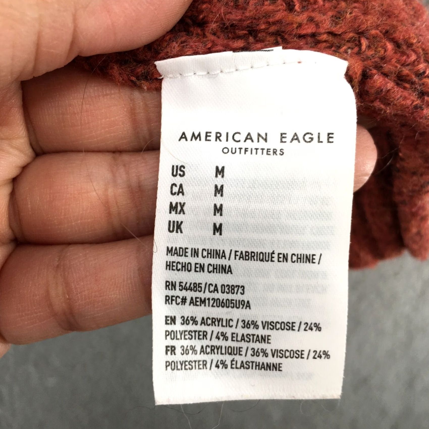 American Eagle Outfitters American Eagle Mock Neck Pullover Sweater Womens Medium Rust Dolman Sleeve Knit - Flat Lay Size M / US 6-8 / IT 42-44 - 7 Thumbnail