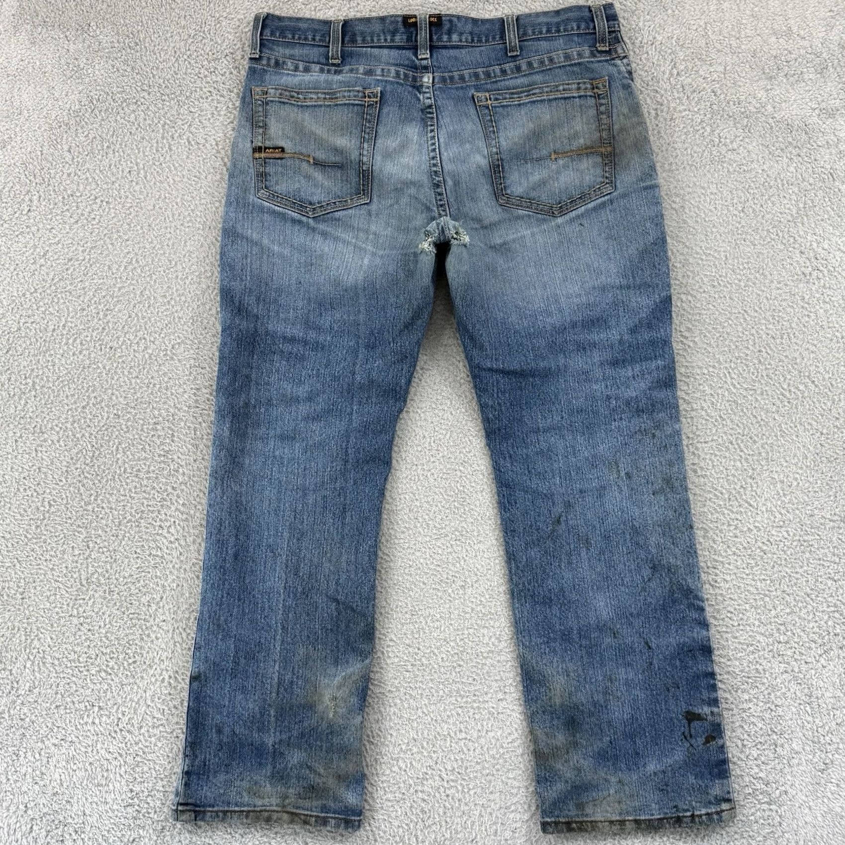 Ariat Ariat Jeans Mens 38x32 Blue M4 Bootcut Low Rise Stretch Denim 5-Pocket Distressed Size US 38 / EU 54 - 6 Thumbnail