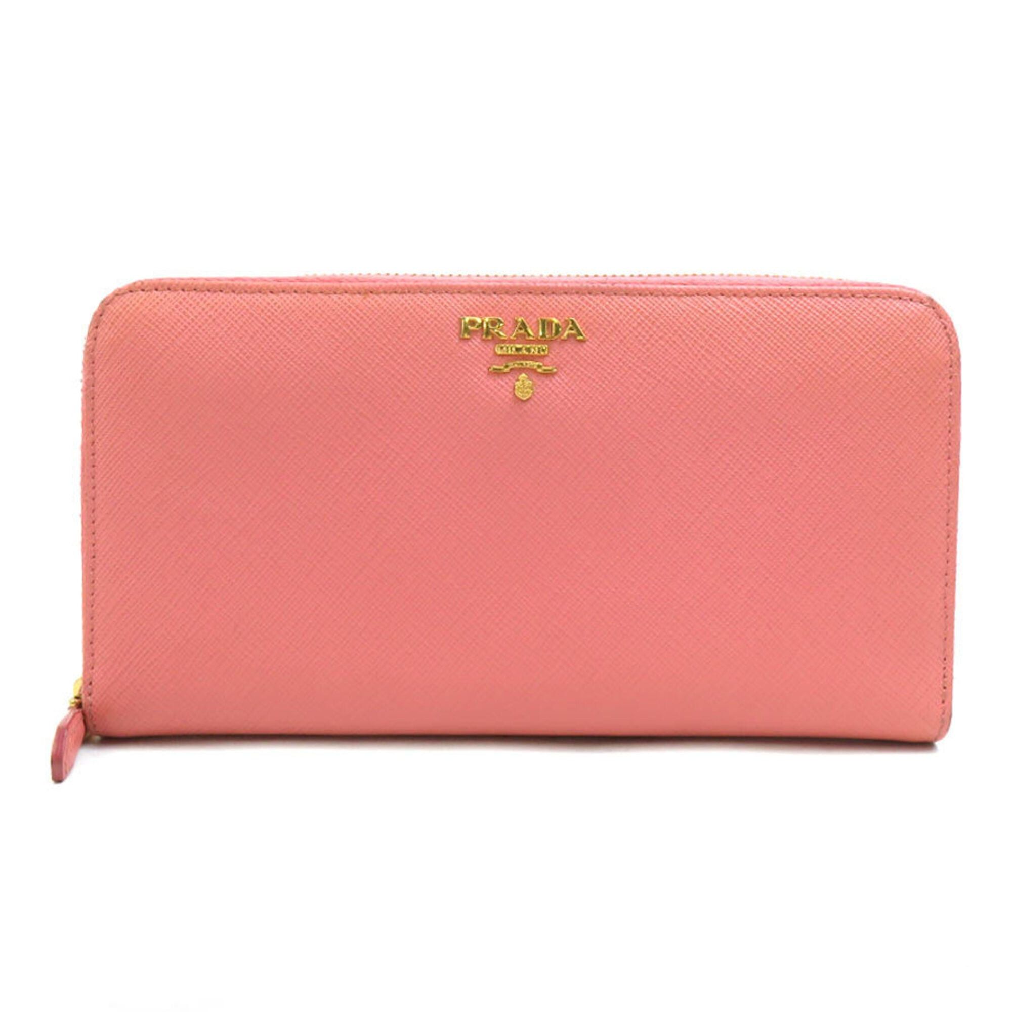 Prada Prada Round Zip Long Wallet Leather Pink Women's r11175a Size ONE SIZE - 1 Thumbnail