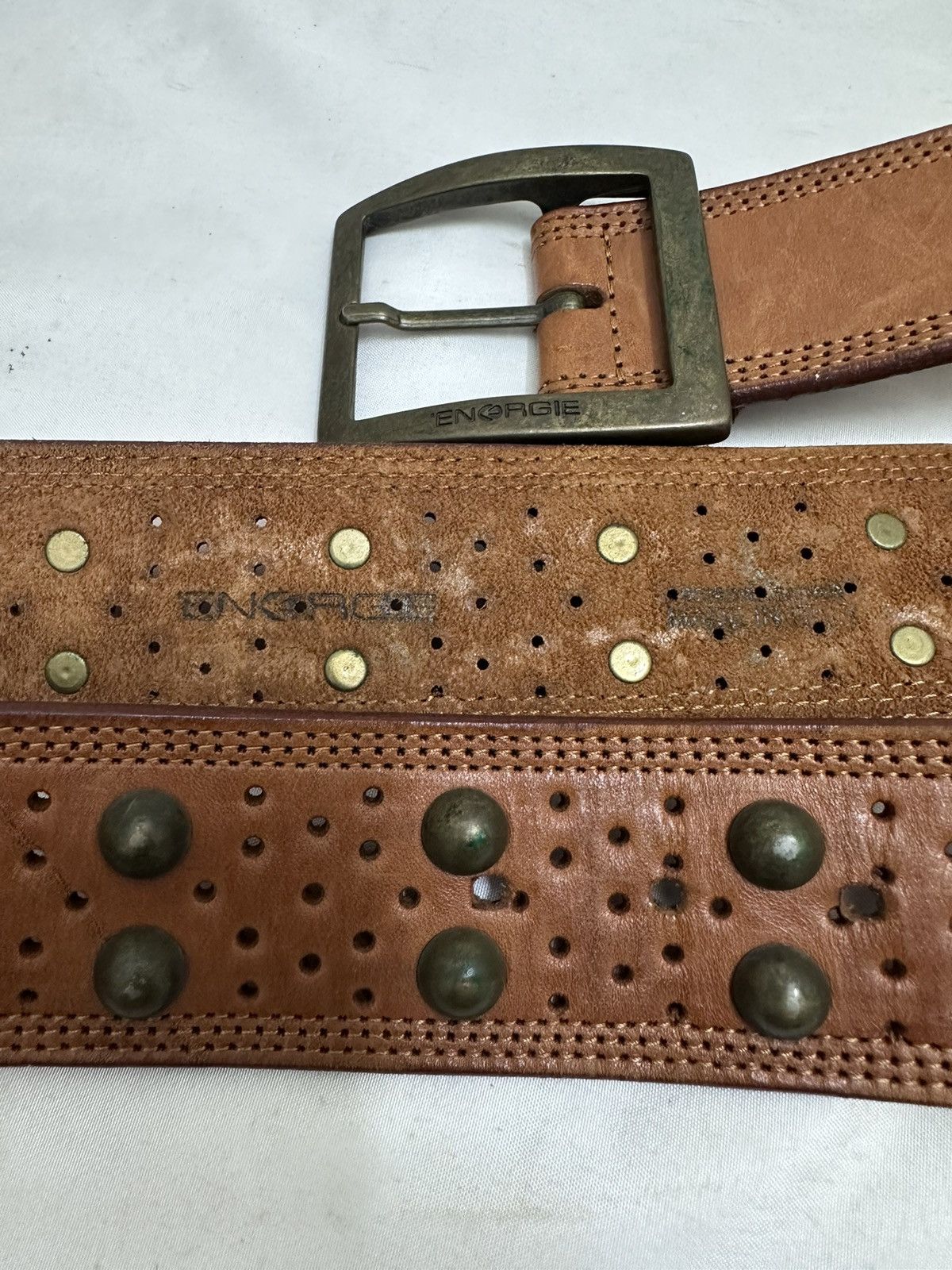 If Six Was Nine Genuine Leather Energie Stud Belt Size 34 - 4 Thumbnail