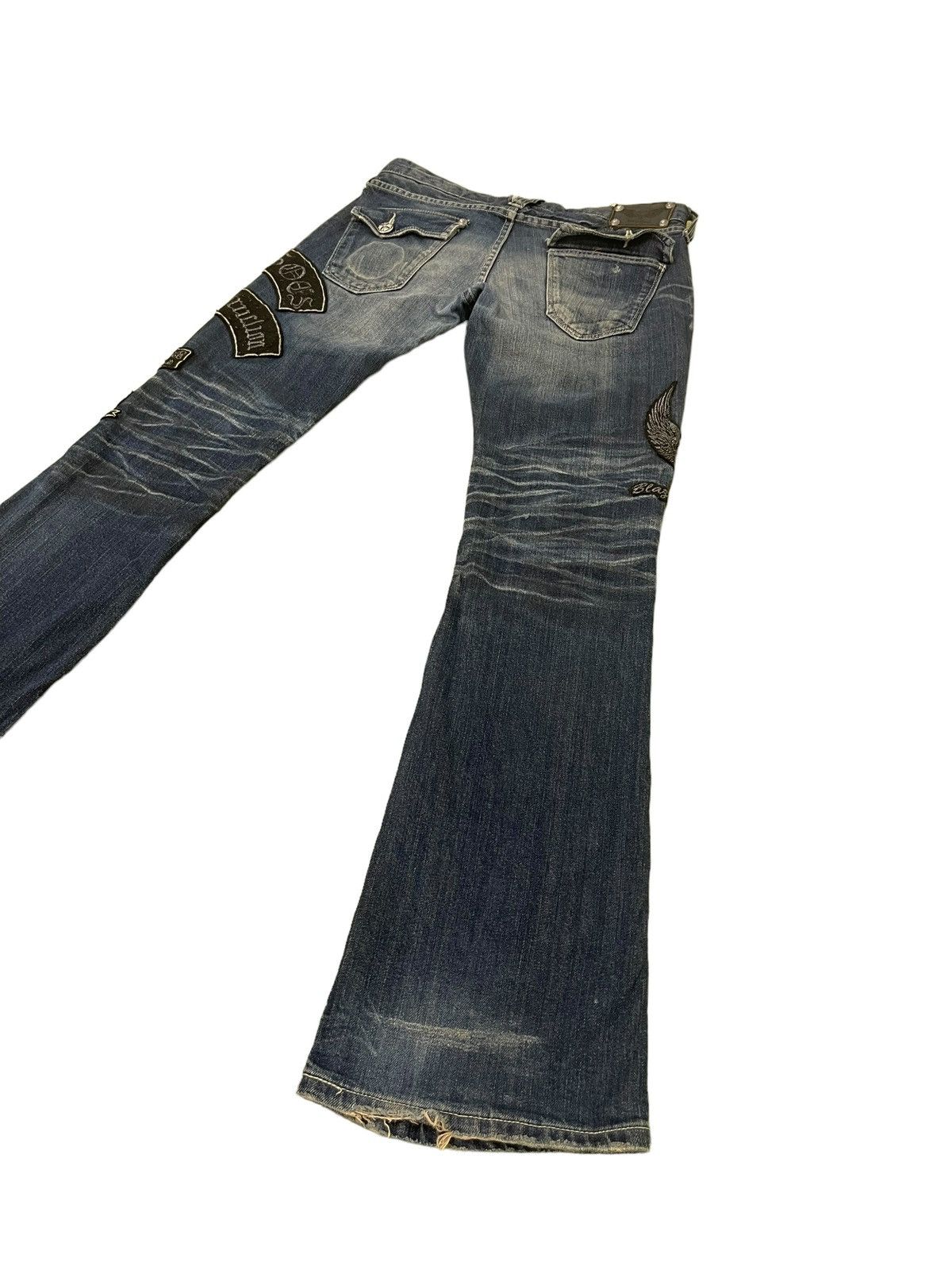 Japanese Brand Flare Jeans Army of No Faded Distress Low Rise Boot Cut 8🟦8 Size US 30 / EU 46 - 14 Thumbnail