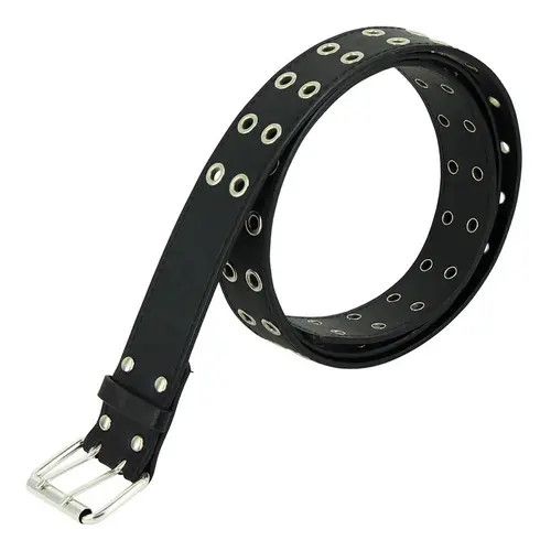 Leather × Vintage Y2K Double Eyelet Leather Belt Unisex Size ONE SIZE - 4 Thumbnail