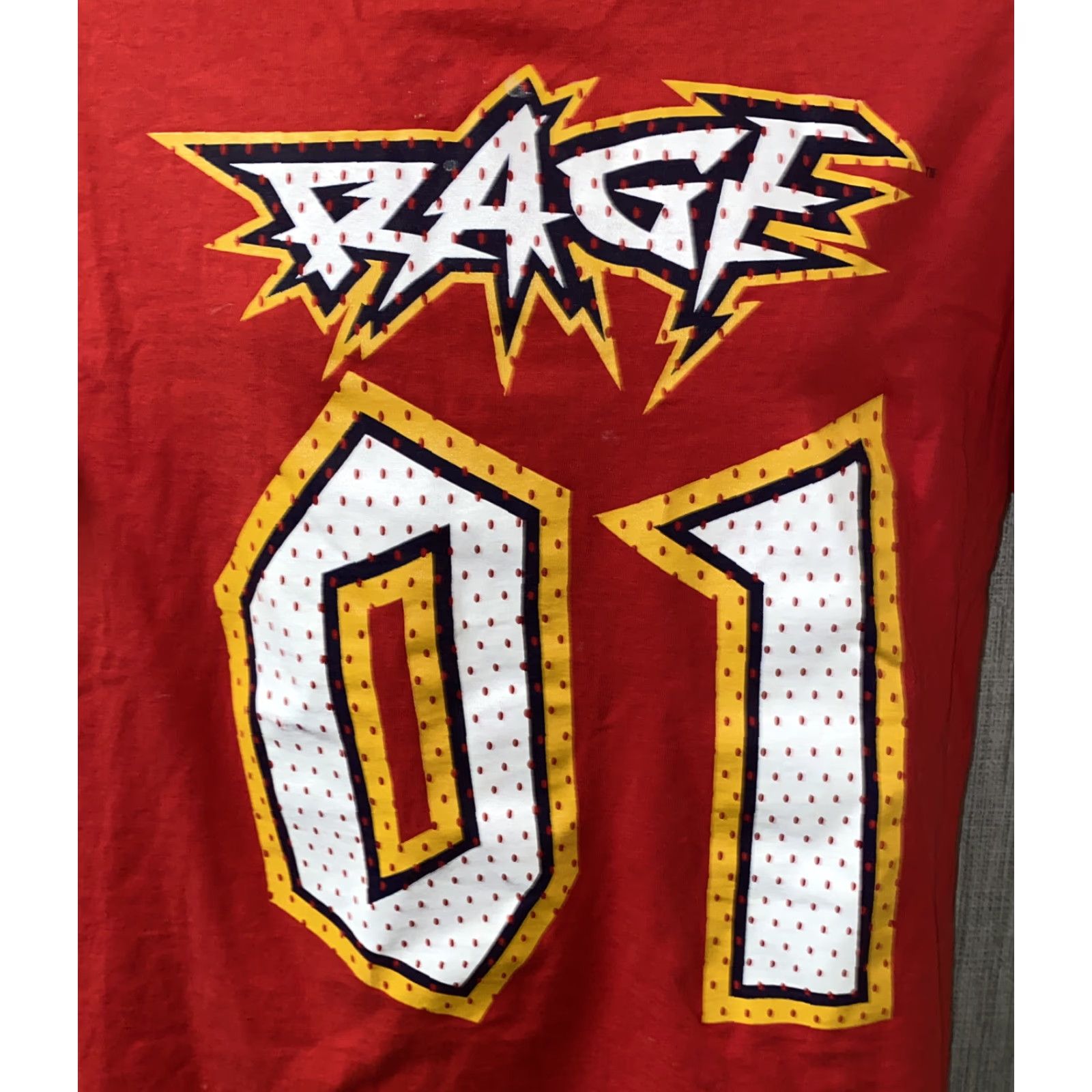 Drew VINTAGE Drew Pearson Mens Red USA Made Short Sleeve XFL RAGE T-Shirt Size L Size US L / EU 52-54 / 3 - 3 Thumbnail