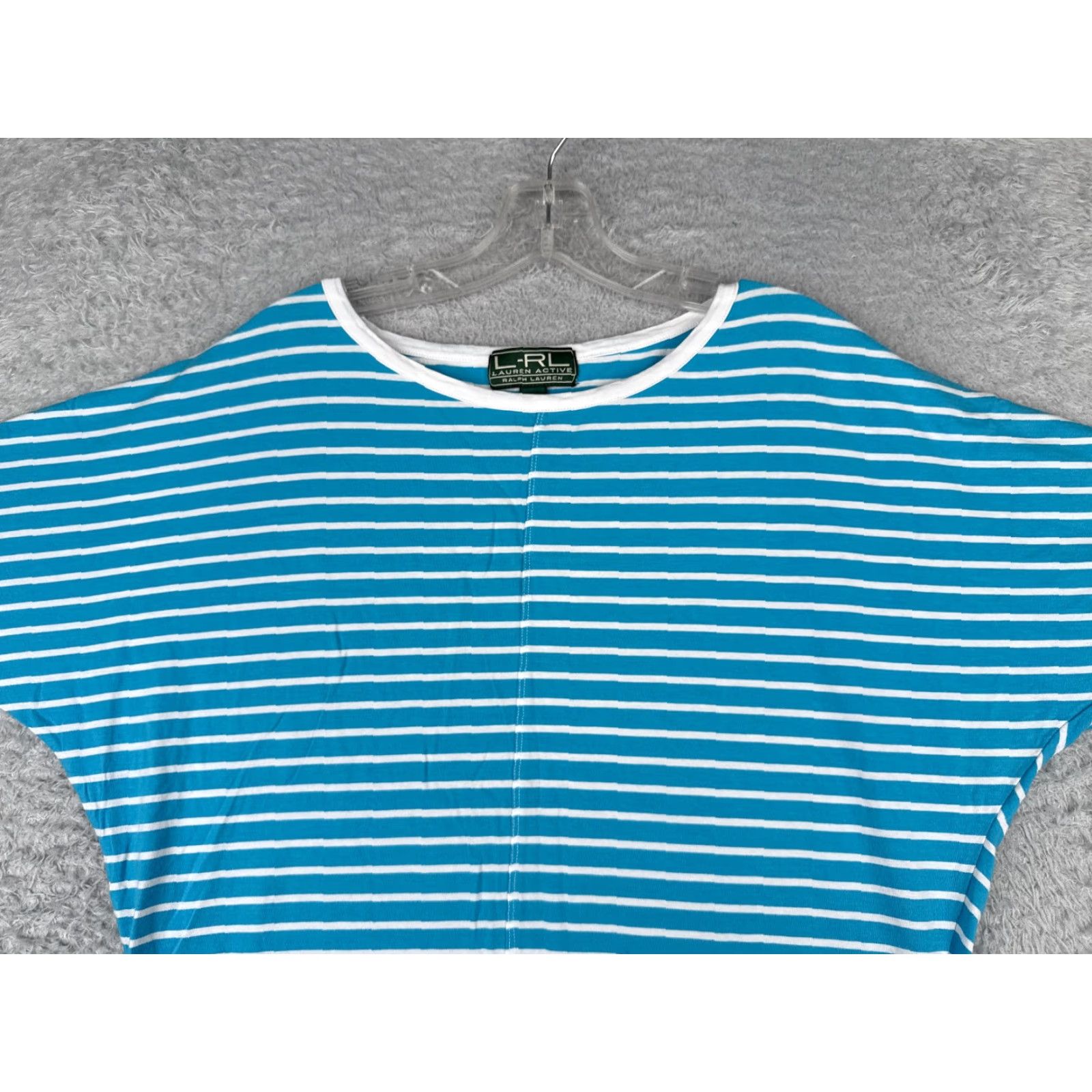 Ralph Lauren Lauren Active Shirt Women M Blue Stripe 3/4 Sleeve Round Neck Casual Jersey Cotton Blend Logo Vintage? No. Size M / US 6-8 / IT 42-44 - 4 Thumbnail