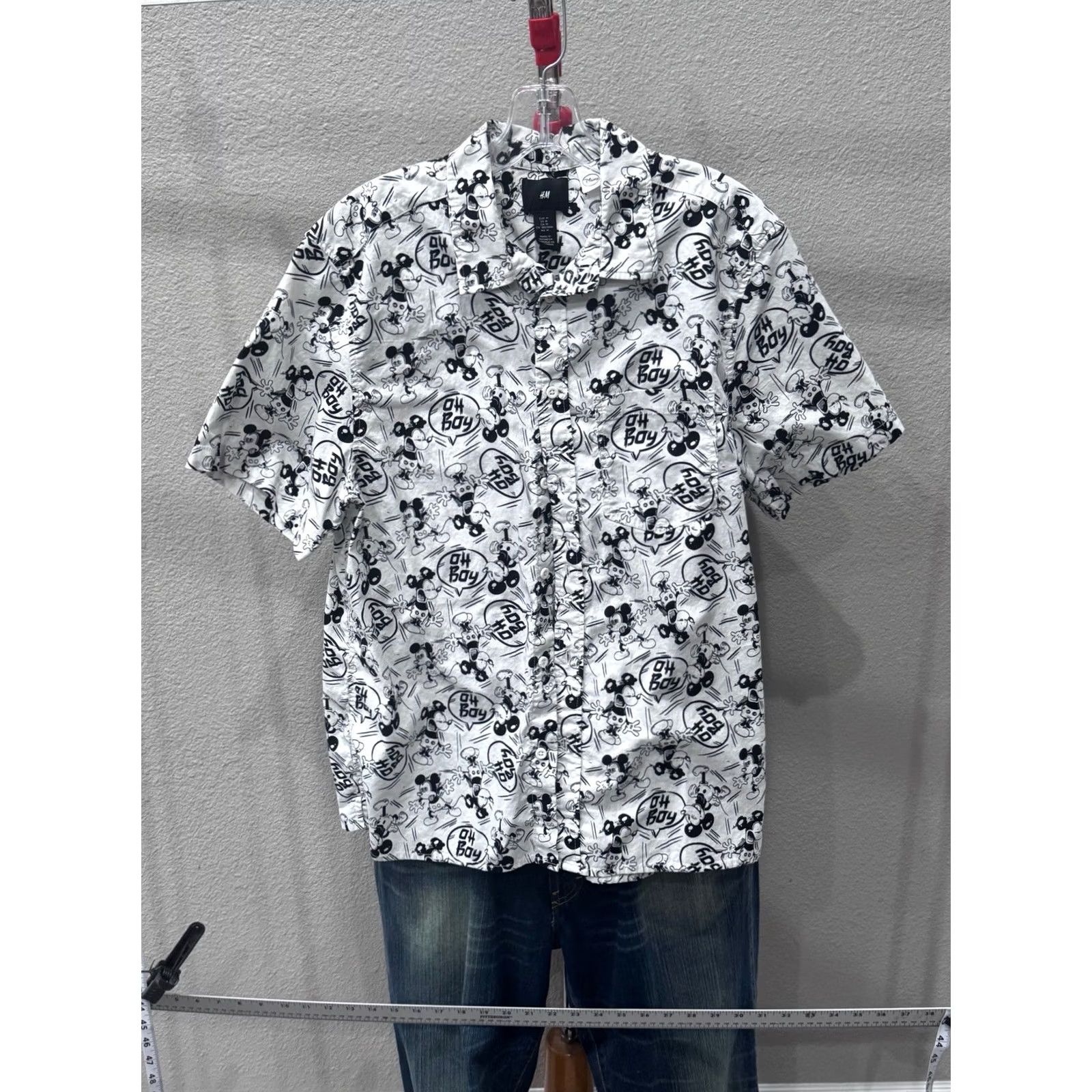 H&M H & M Mickey Mouse Oh Boy Button Up Shirt Shirt M Mens Short Sleeve Multicolor 100% Happiness 90s Size US M / EU 48-50 / 2 - 3 Thumbnail