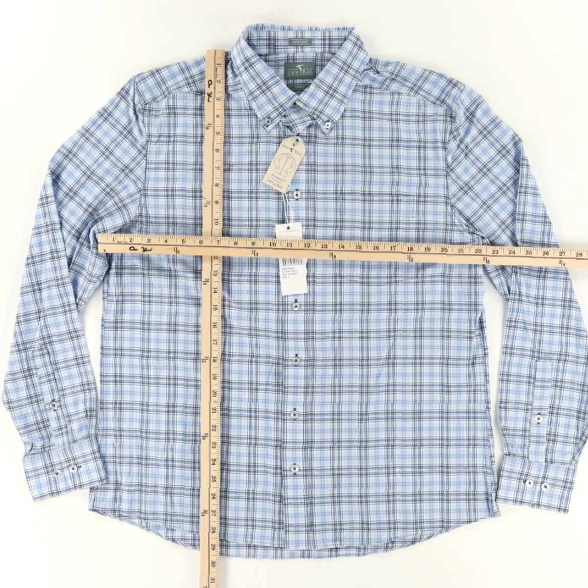 Denime Genteal Greer Litetec Untucked Plaid Denim Shirt L Men Long Sleeve Button Down Shirt Size US L / EU 52-54 / 3 - 3 Thumbnail
