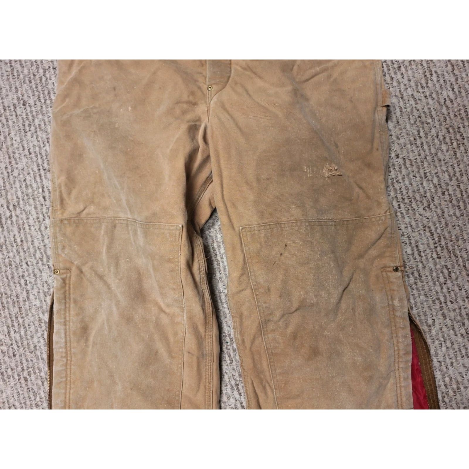 Carhartt VINTAGE Carhartt Duck Canvas Insulated Bib Overalls 42x30 Brown Workswear Distressed Double Knee USA Men Regular Overalls Winter Workwear Mens Size US 42 / EU 58 - 3 Thumbnail