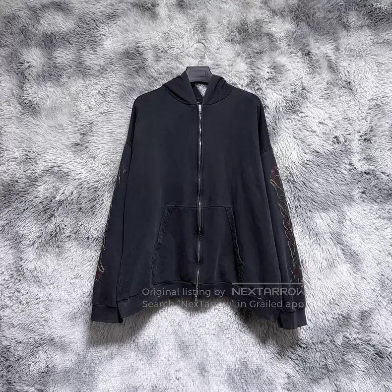 Balenciaga Balenciaga Grey back sleeve flame zipper hoodie Size US XL / EU 56 / 4 - 1 Thumbnail