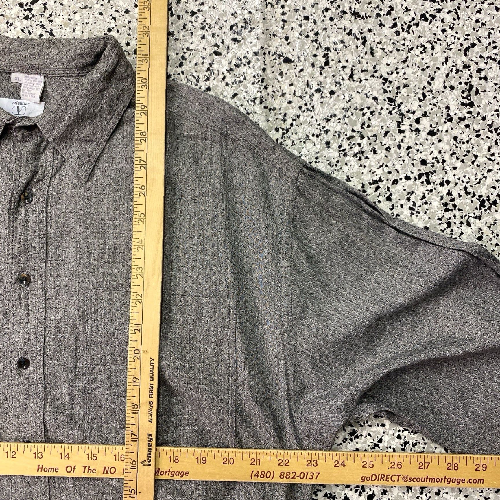 Valentino VINTAGE Valentino Dress Shirt Mens XL Gray Cotton 90s 80s Designer Casual Business Barrel Cuff Button Long Sleeve Striped Button-Down Shirt Size 46R - 3 Thumbnail