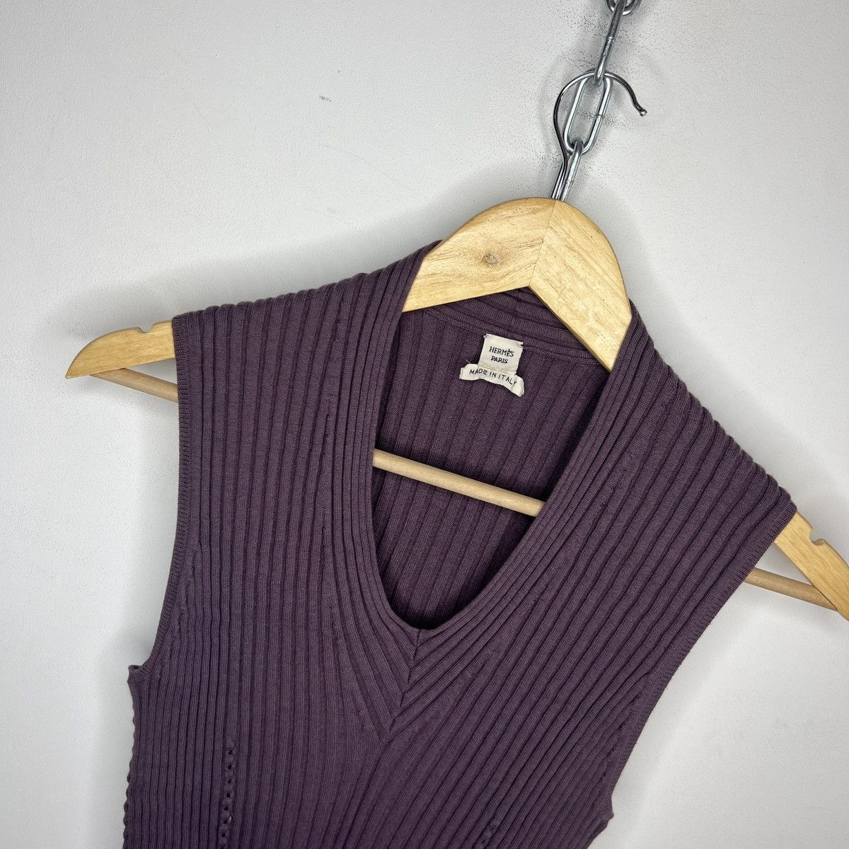 Hermes Hermes Cashmere Sweater Vest Ribbed Purple Size S / US 4 / IT 40 - 5 Thumbnail