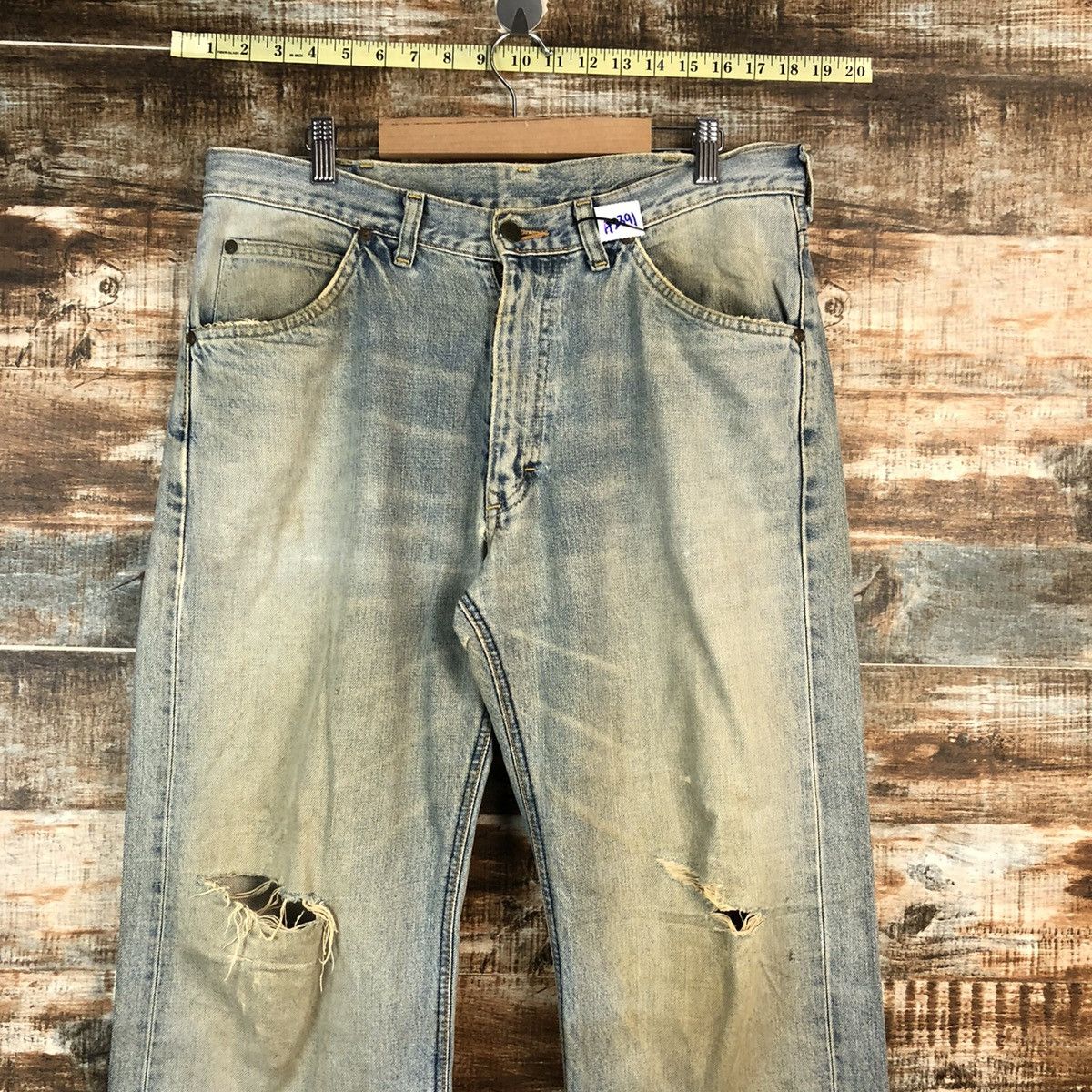 Lee Lee vintage selvedge Distressed Denim Pants #A2391 Size US 34 / EU 50 - 4 Thumbnail