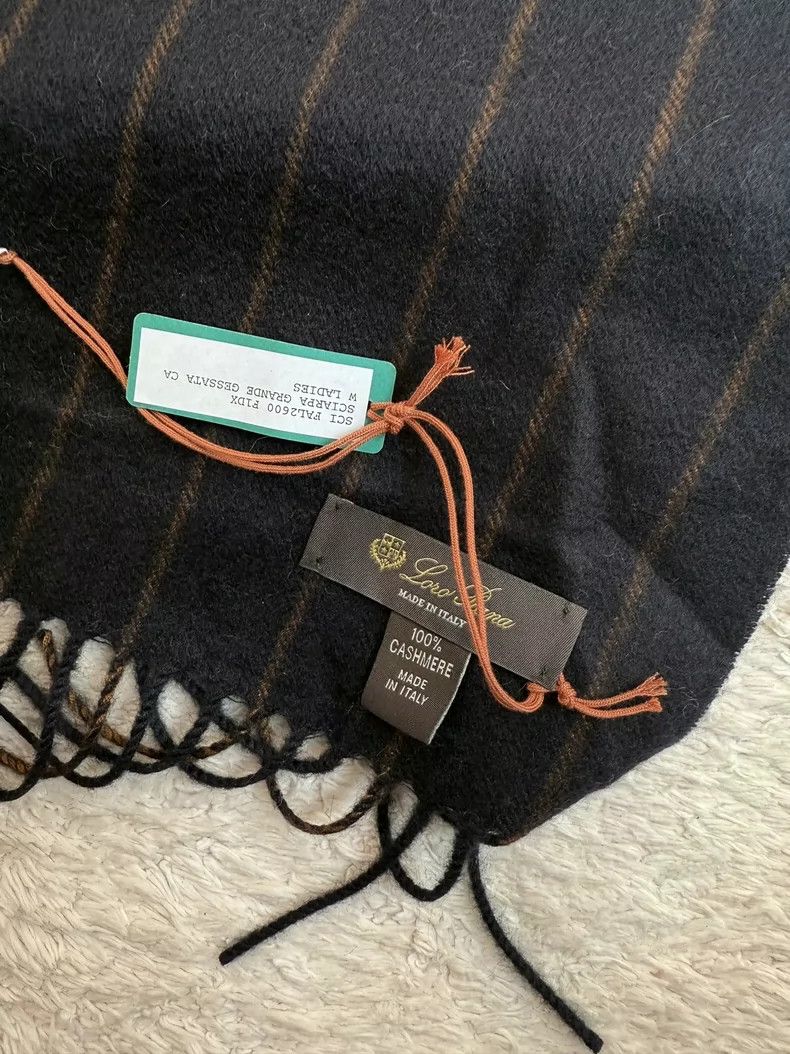 Loro Piana LORO PIANA Goat velvet striped tassel scarf Size ONE SIZE - 2 Thumbnail