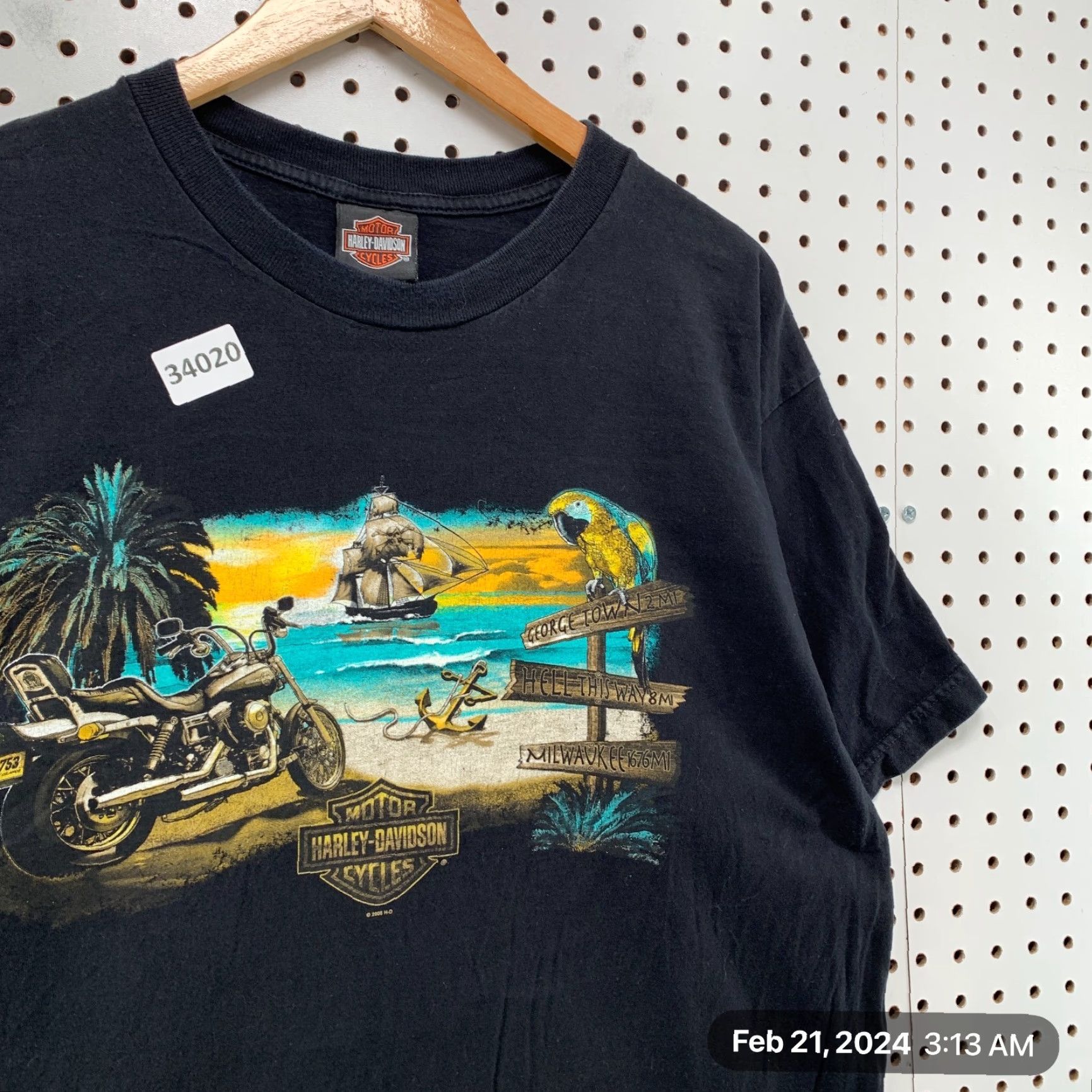 Harley Davidson VINTAGE Harley-Davidson Motorcycle Shirt Mens XL Black 22x29 Grand Cayman Size US XL / EU 56 / 4 - 4 Thumbnail