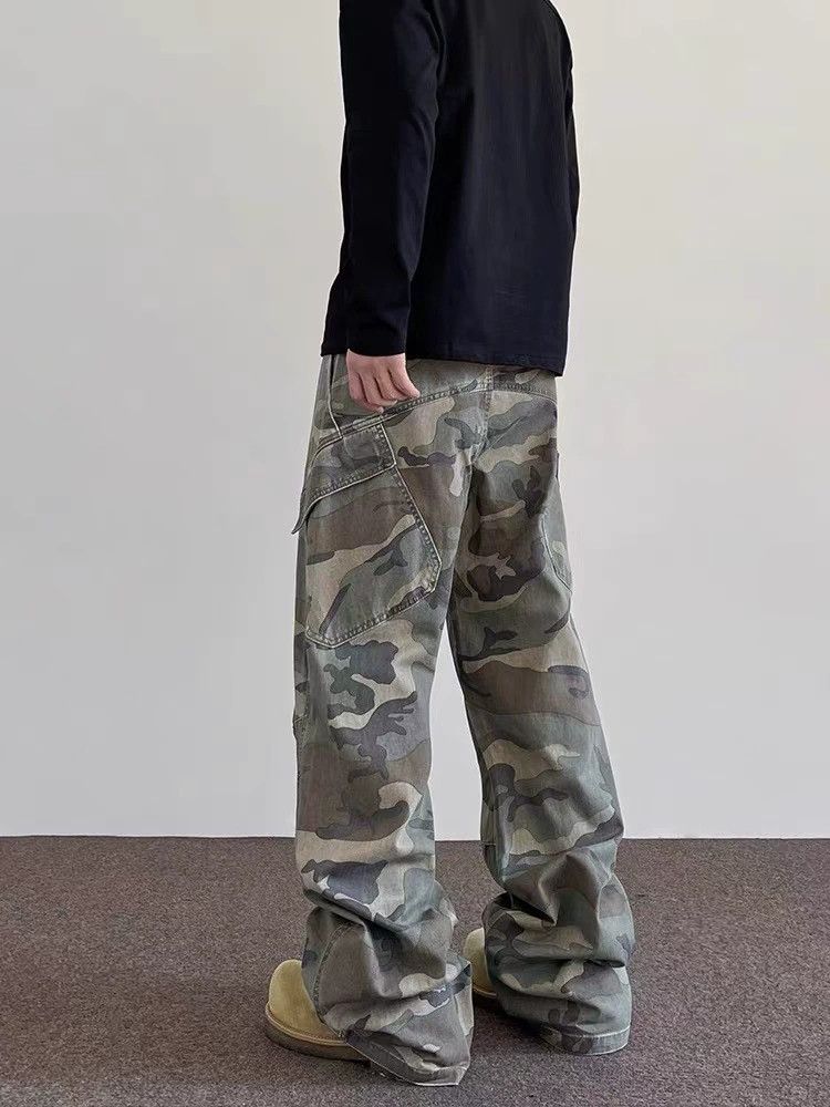 Vintage Retro street men's loose straight camouflage work trousers Size US 32 / EU 48 - 3 Thumbnail