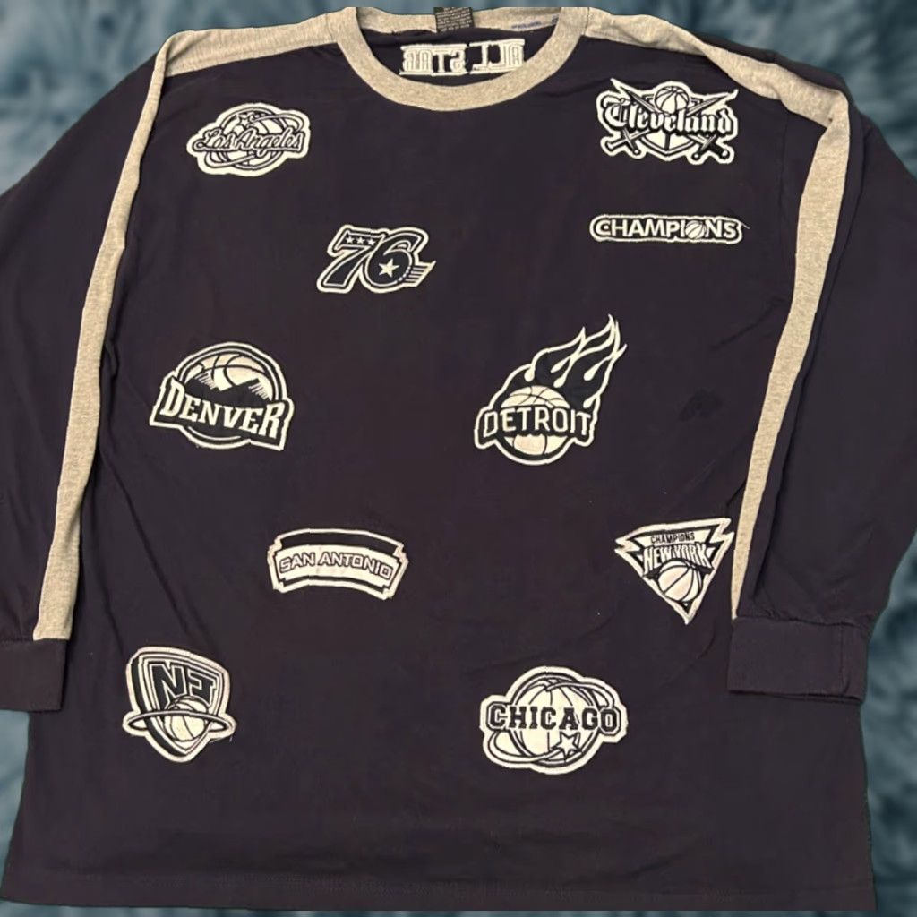 NBA VINTAGE 90s Y2K All Star Logos NBA Basketball 2000s Hip Hop Longsleeve Shirt 2XL Blue Mens Size US XXL / EU 58 / 5 - 1 Thumbnail
