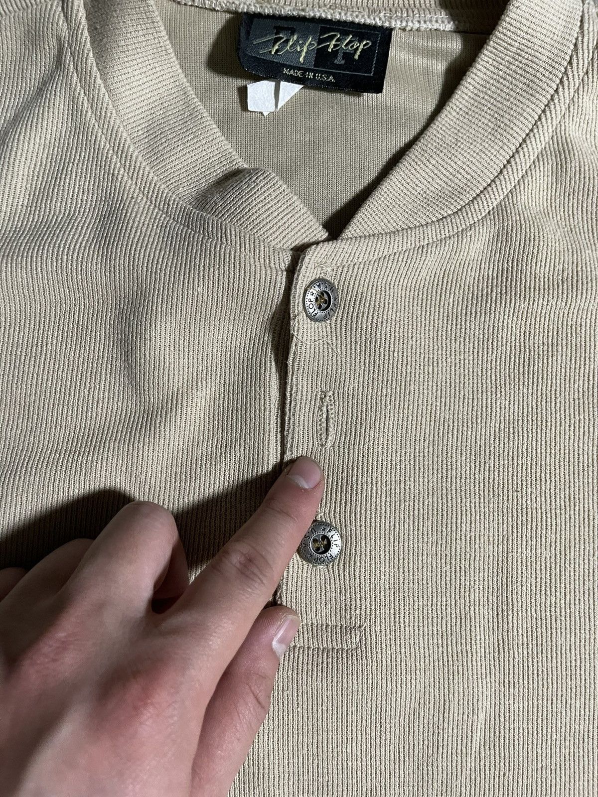 Vintage 1/4 Button Up Cream Shirt Size US L / EU 52-54 / 3 - 2 Thumbnail