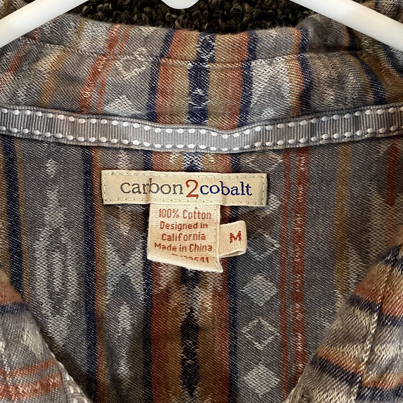 Carbon2Cobalt Carbon 2 Cobalt Shirt Mens Medium Aztec Southwest Flannel Button Down Cotton Size US M / EU 48-50 / 2 - 3 Thumbnail