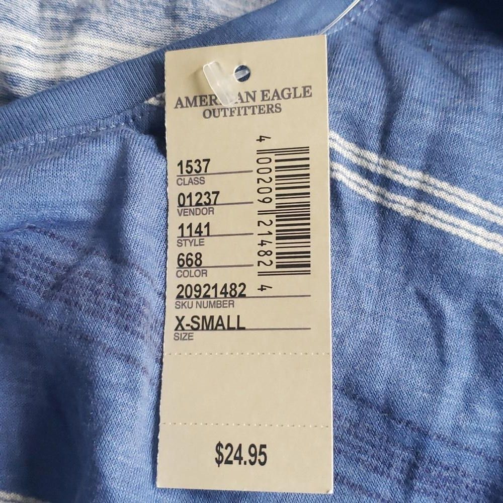 Designer CT541 AEO NWT Blue Ladies Short Sleeve Striped T-shirt XS Size XS / US 0-2 / IT 36-38 - 4 Thumbnail