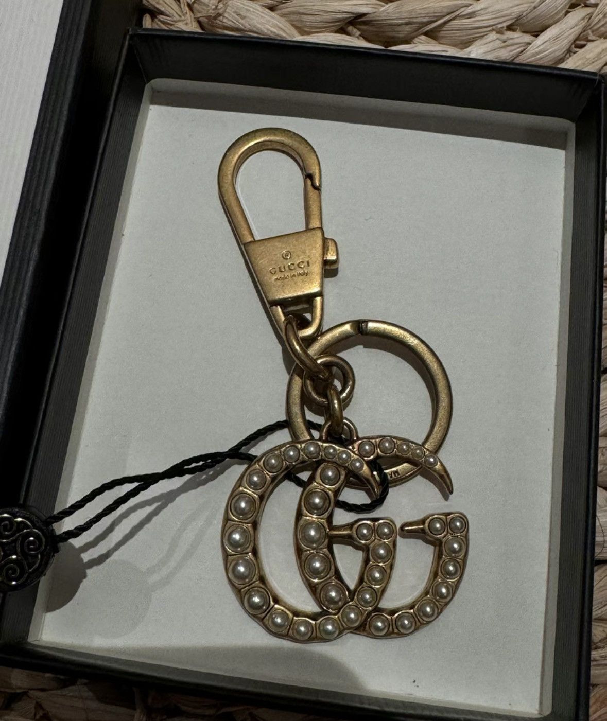 Gucci Gucci Pearl double G retro logo keychain 2501-Nextarrow Size ONE SIZE - 3 Thumbnail