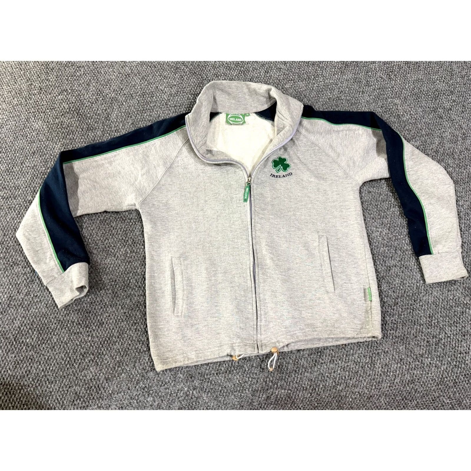 Vintage Ireland Quarter Zip Sweatshirt Mens M Gray Green Shamrock Fleece Pullover Zip Mock Neck Logo Size US M / EU 48-50 / 2 - 2 Thumbnail