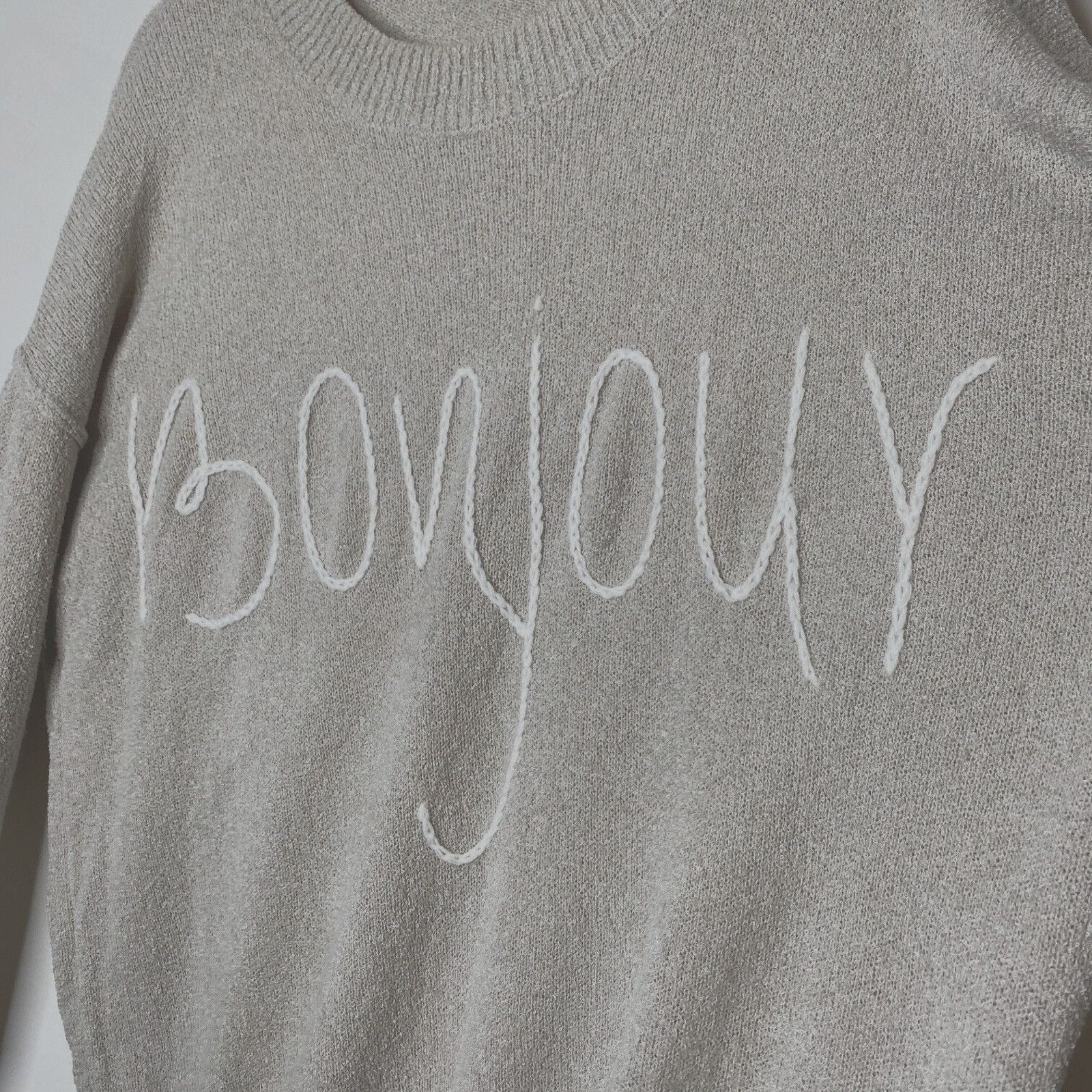 Other William B Taupe Bonjour Embroidered Distressed Sweater S Size S / US 4 / IT 40 - 2 Thumbnail