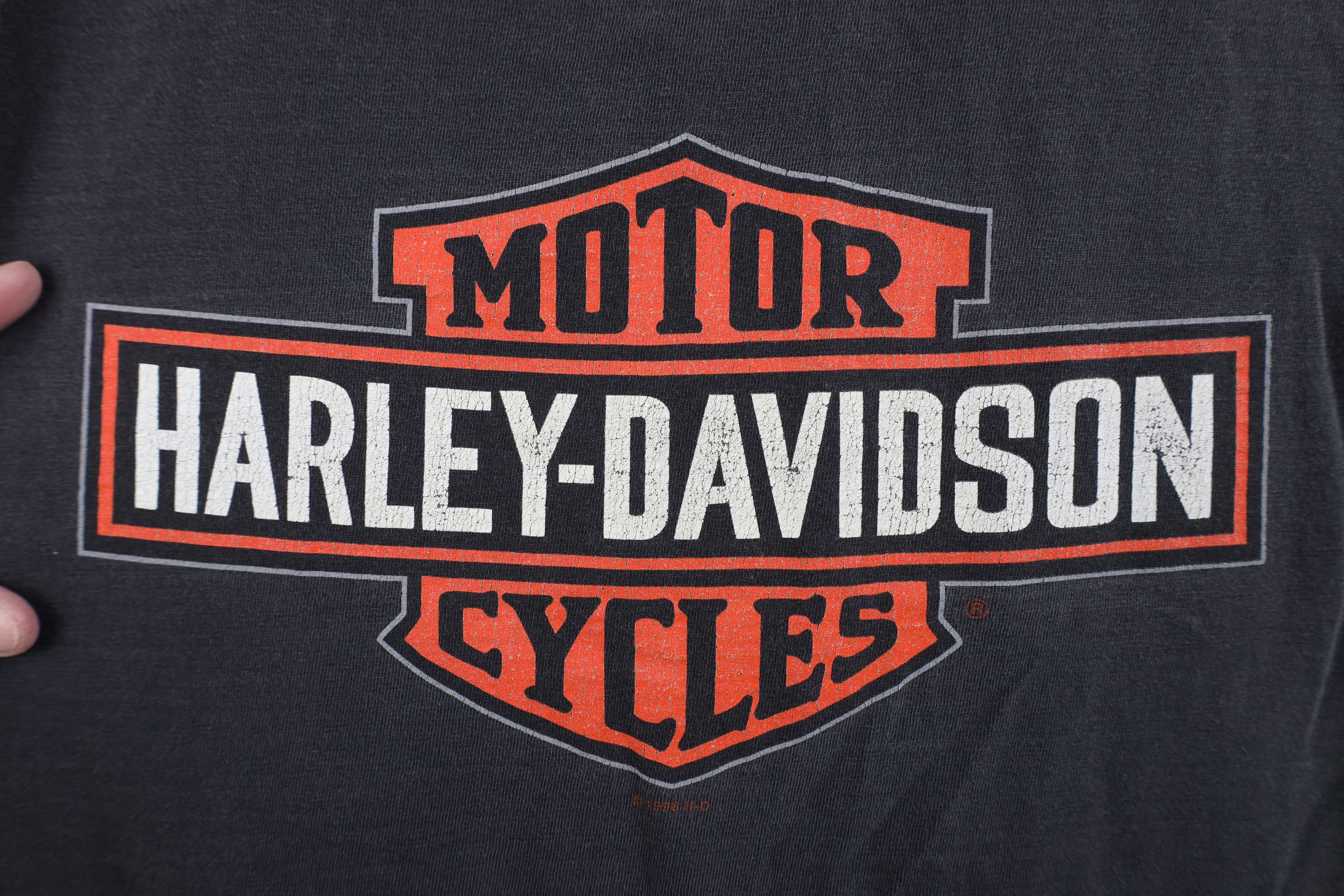 Harley Davidson Vintage 90s Harley Davidson Spell Big Logo T-Shirt Black USA Size US XXL / EU 58 / 5 - 4 Thumbnail
