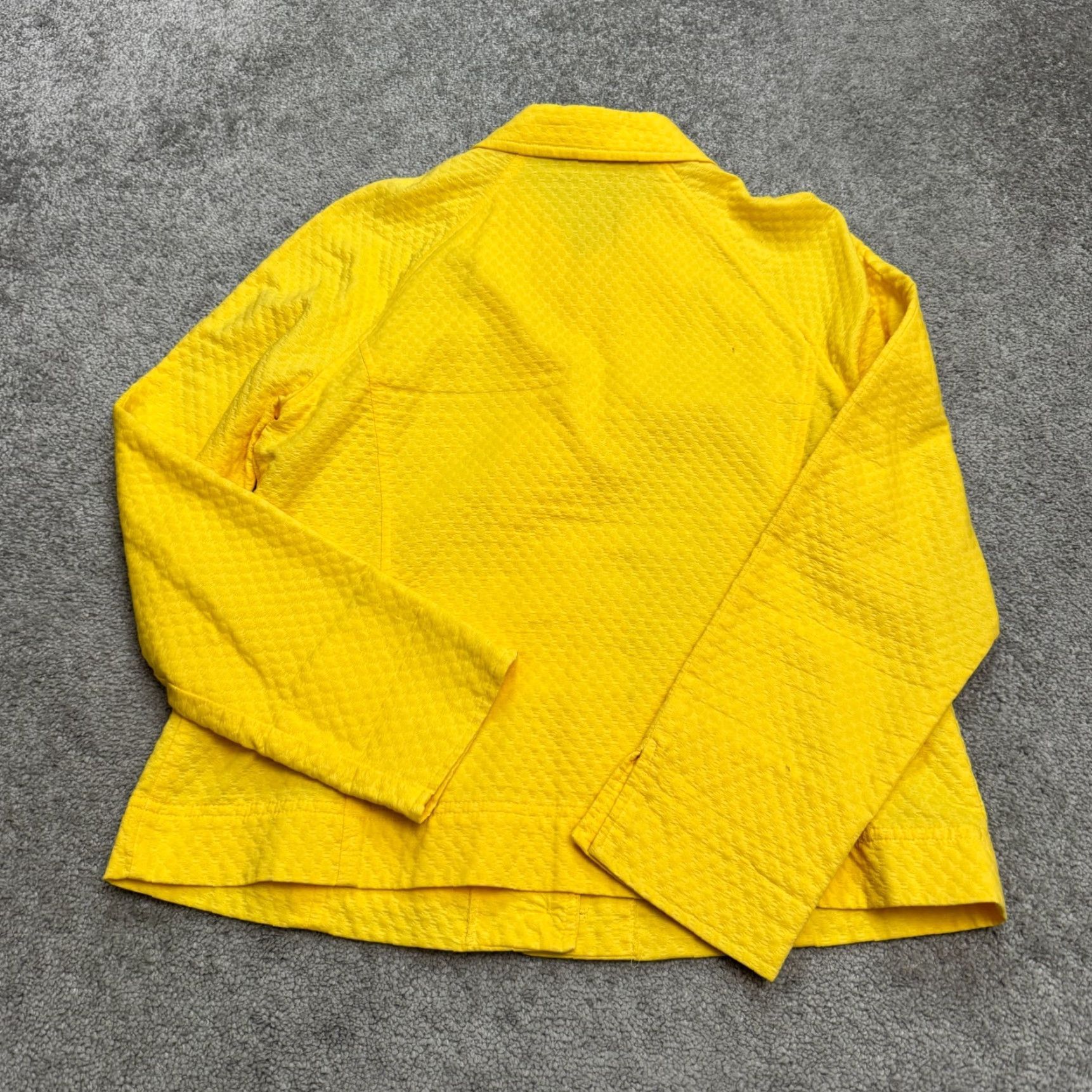 Vintage Requirements Jacket Womens 1X Plus Yellow Button Up Solid Short Sleeve Blazer Wool Blend All Seasons Casual Workwear Designer Classic Shirt Size XL / US 12-14 / IT 48-50 - 2 Thumbnail