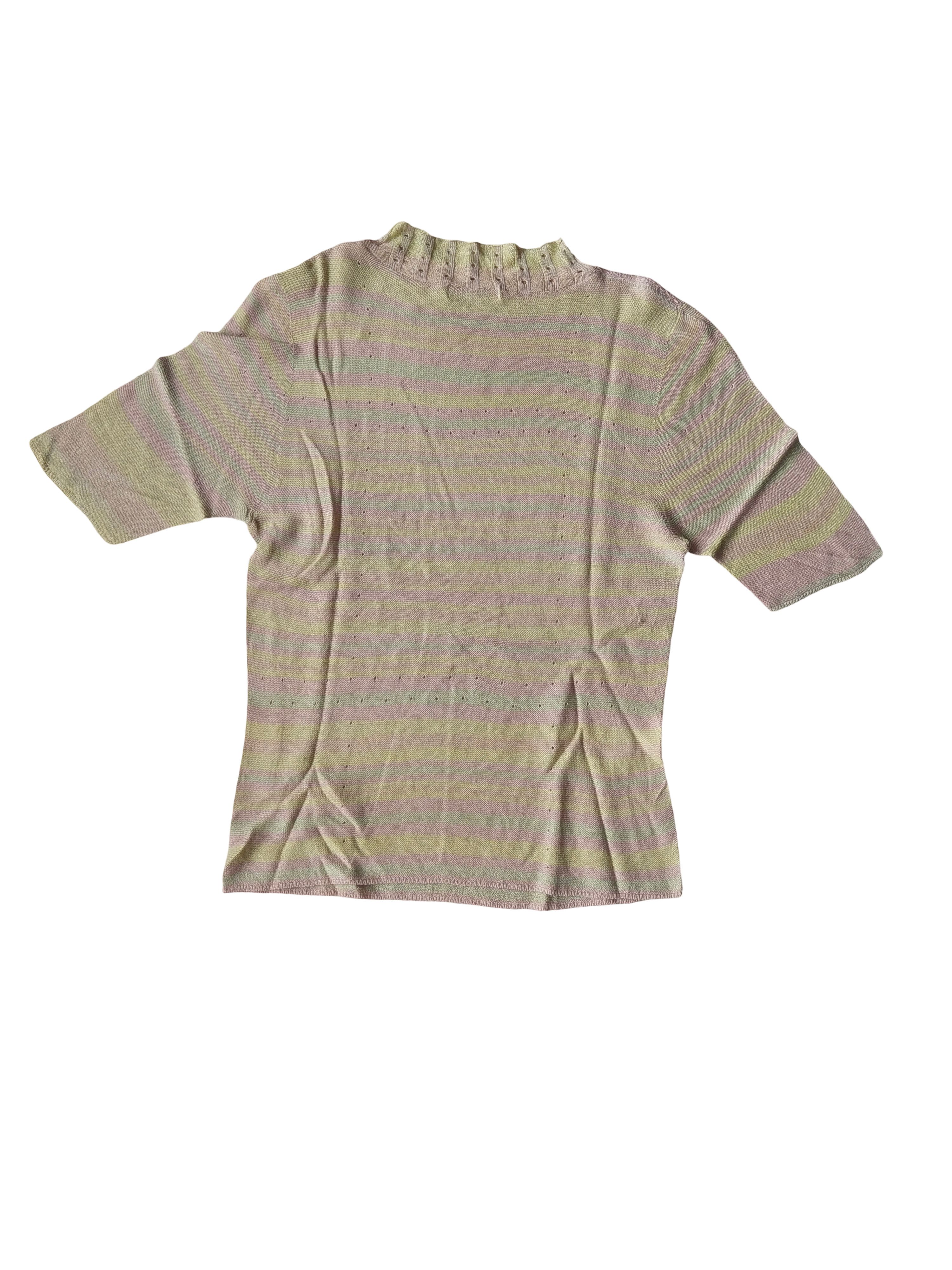 Japanese Brand Vintage Y2K Japanese Pastel Pointelle Knit Top Size M / US 6-8 / IT 42-44 - 5 Thumbnail