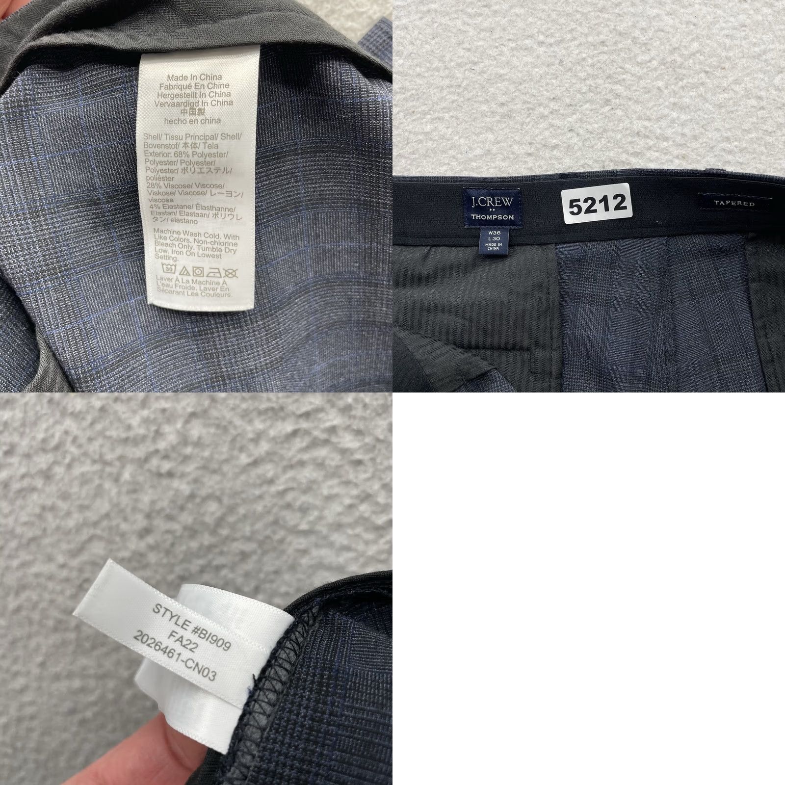 J.Crew J.CREW Thompson Pants Mens 38x27 Gray Glenn Plaid Tapered Hemmed Dress Pants Regular Front Flat Front 7- pockets Mix Size US 38 / EU 54 - 9 Thumbnail