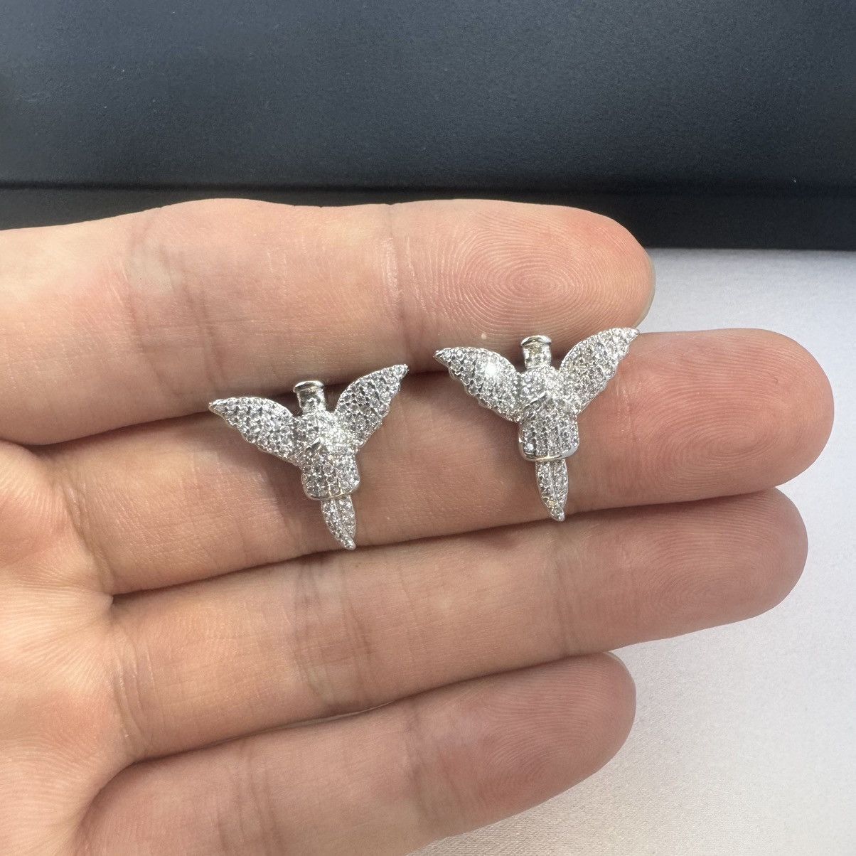 Other CZ Angel Wings Stud Earrings for Men Women Unisex Style Size ONE SIZE - 5 Thumbnail