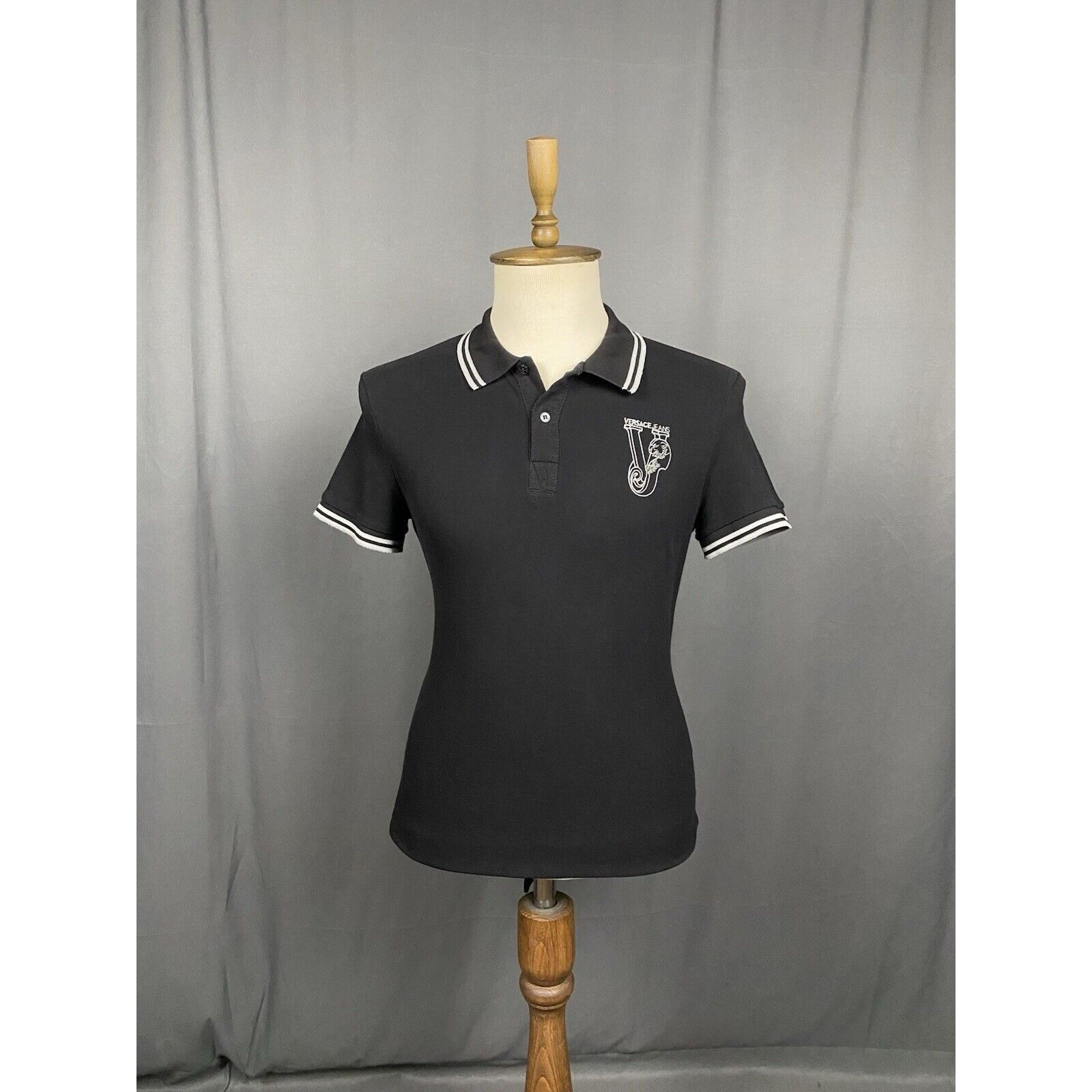 Versace Versace Big Logo Men's Black Polo T-Shirt Size 50 Size US M / EU 48-50 / 2 - 3 Thumbnail
