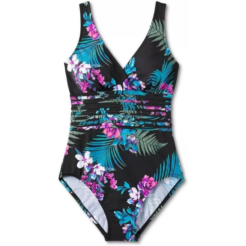 Unknown London AQUA GREEN NWT One Piece Swimsuit, Floral Medium Size ONE SIZE - 1 Thumbnail