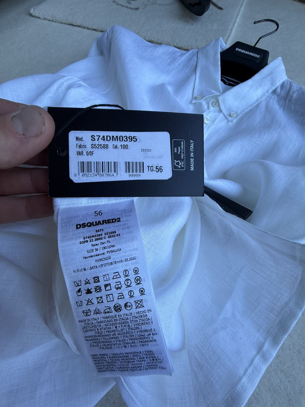 Dsquared2 $790 Dsquared2 linen white shirt 56 BNWT summer dress Size US XL / EU 56 / 4 - 15 Thumbnail