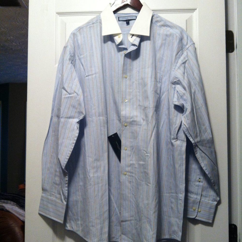 Tommy Hilfiger TOMMY HILFIGER MENS NEW BLUE 100%COTTON DRESS SHIRT 17/34-35 Size US XL / EU 56 / 4 - 4 Thumbnail