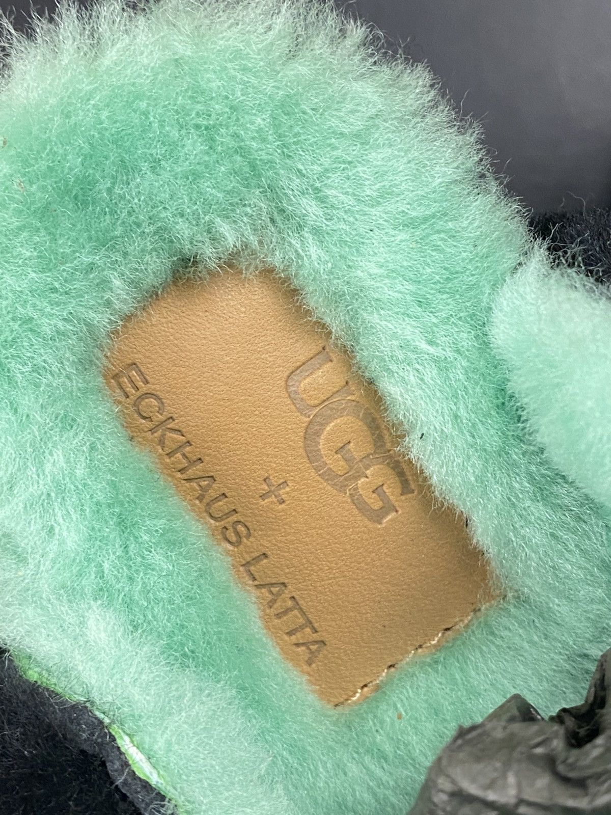 Eckhaus Latta Ugg x Eckhaus Latta Black and Mint Fur Open Toe Heel Mules Size US 7 / IT 37 - 5 Thumbnail