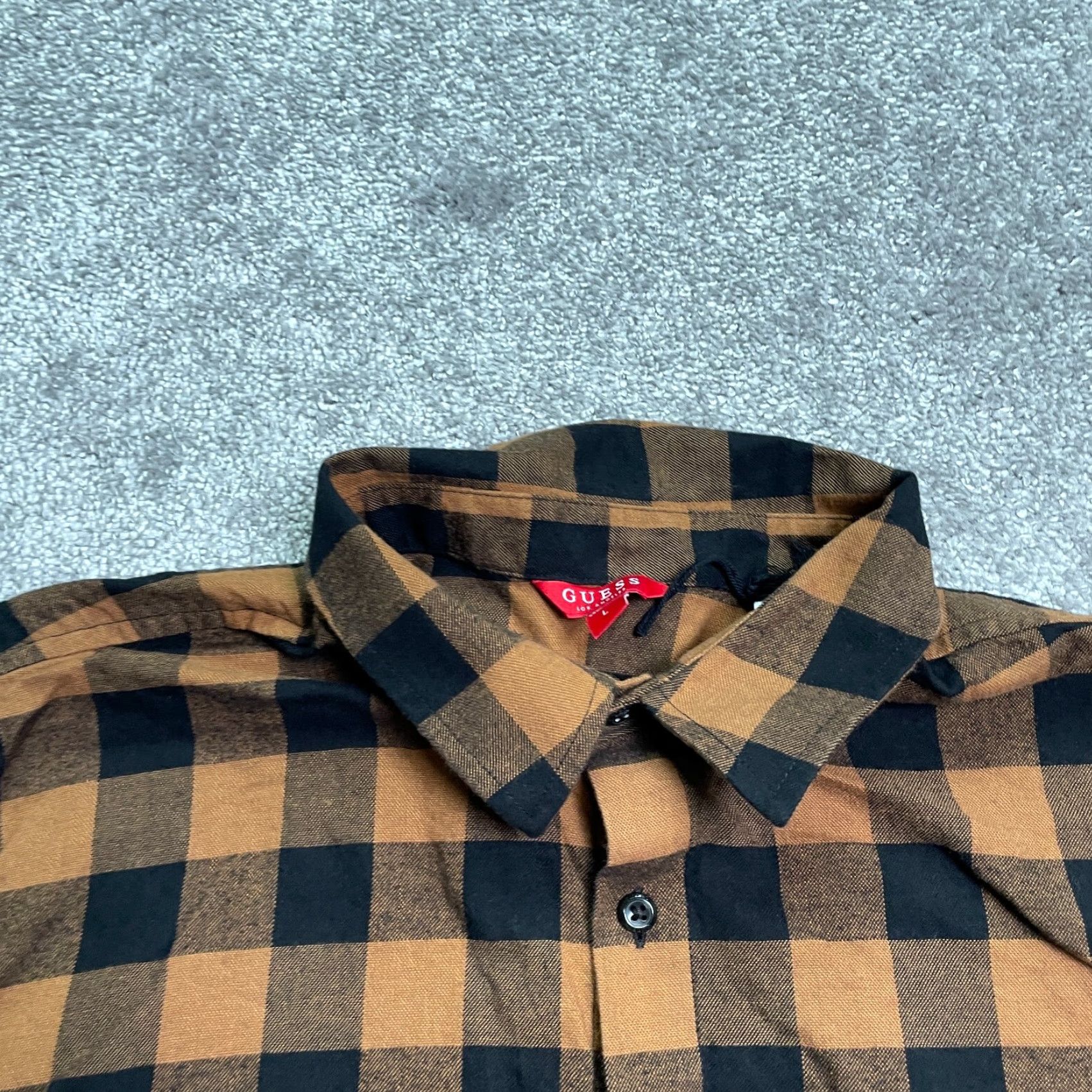 Guess GUESS Flannel Shirt Mens Large Brown Plaid Button-Up Casual Top Size US L / EU 52-54 / 3 - 3 Thumbnail