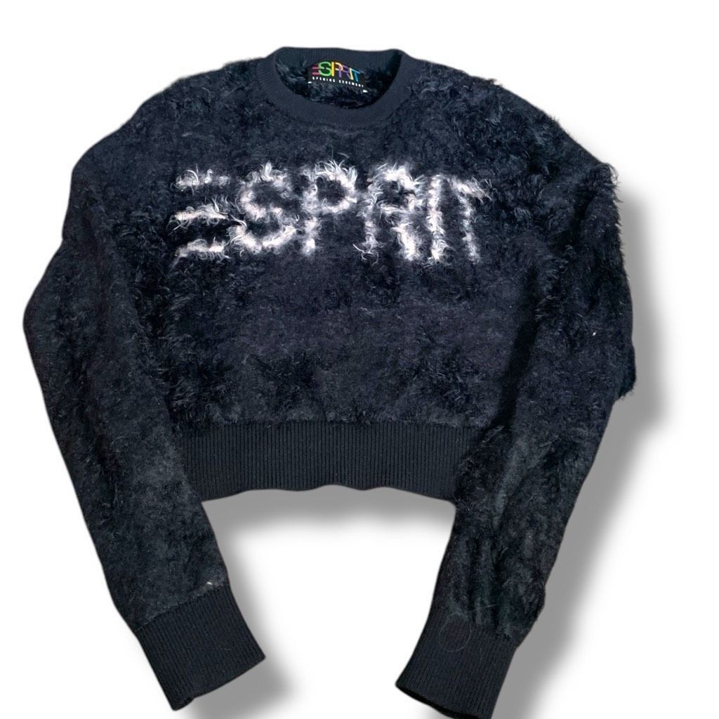 Opening Ceremony Esprit x Opening Ceremony Sweater Black Fuzzy Logo Cropped C Size S / US 4 / IT 40 - 1 Thumbnail