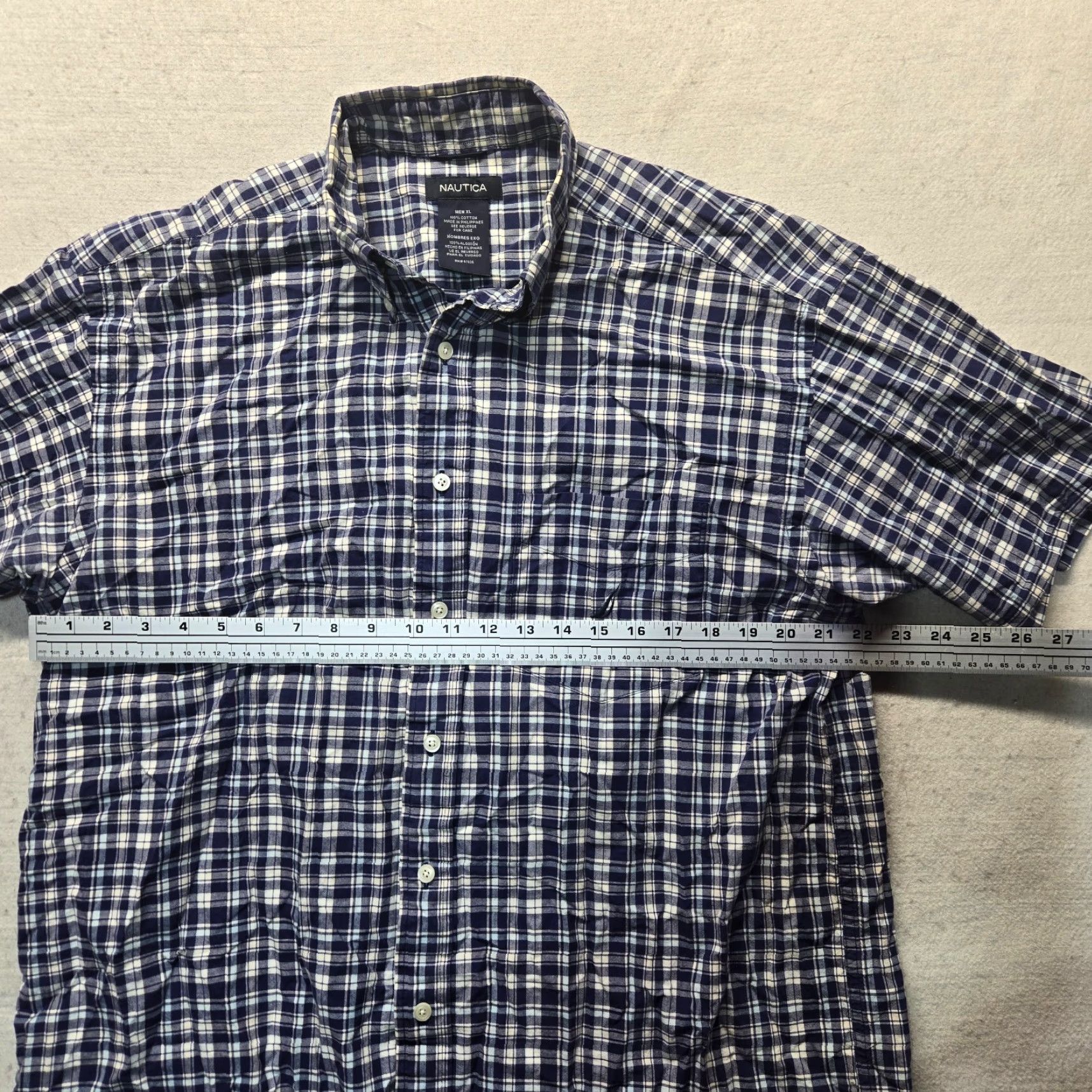 Nautica VINTAGE Nautica Button-Up Shirt Long Sleeve Blue Plaid 100% Cotton Adult XL Casual Mens Size US XL / EU 56 / 4 - 4 Thumbnail