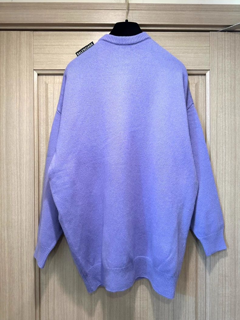 Balenciaga Balenciaga Purple shoulder logo tag cashmere sweater 2501-N Size US XS / EU 42 / 0 - 2 Thumbnail