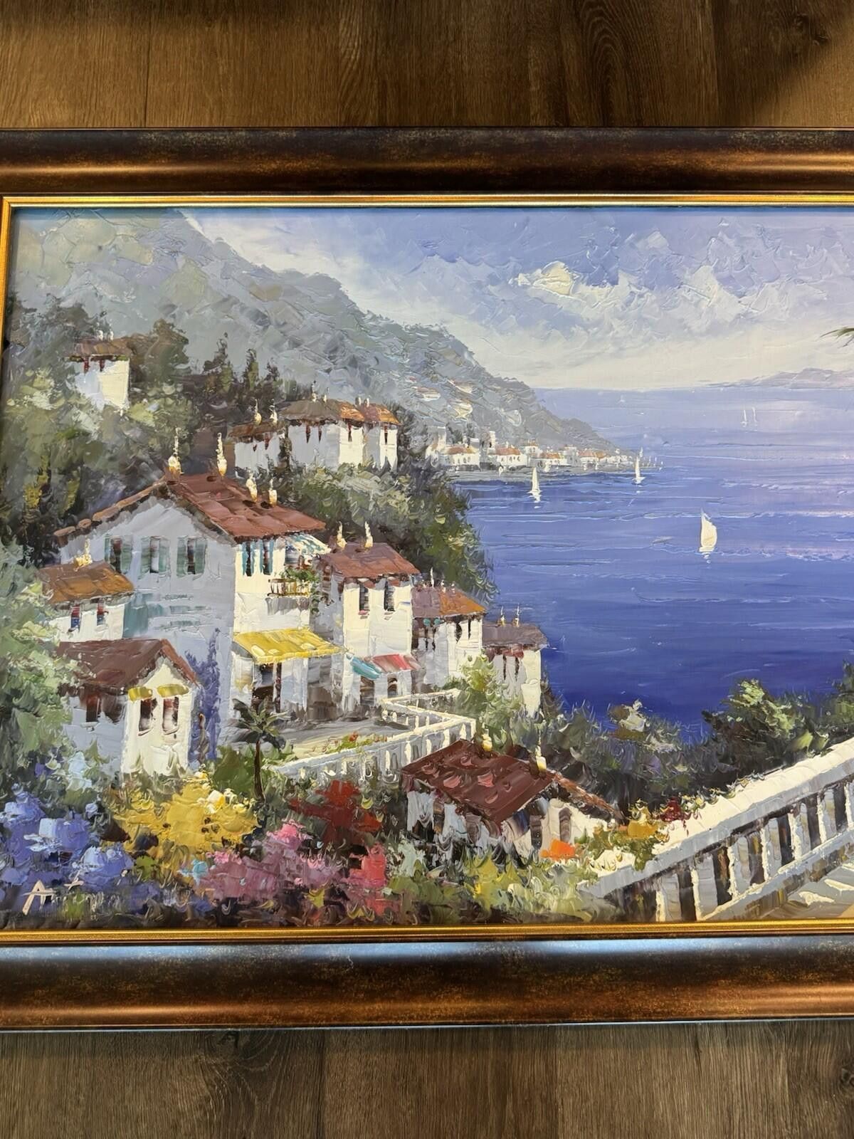 Other Original Signed Oil Painting Mediterranean Coastal Village S Size ONE SIZE - 5 Thumbnail