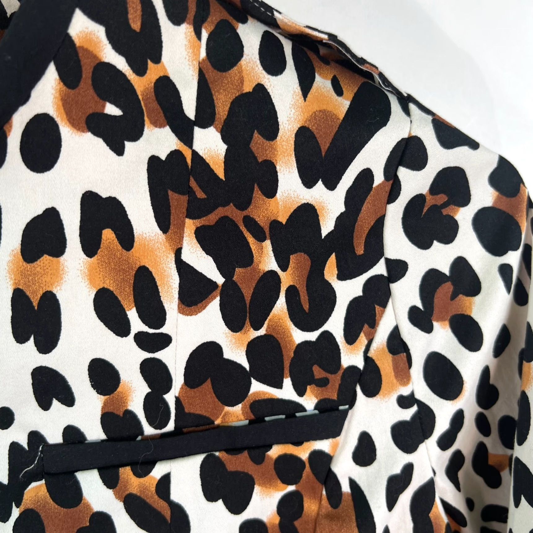 APPARIS Appraisal Womens Blazer Jacket Size L 3/4 Sleeve Ivory Animal Print Casual Size L / US 10 / IT 46 - 2 Thumbnail