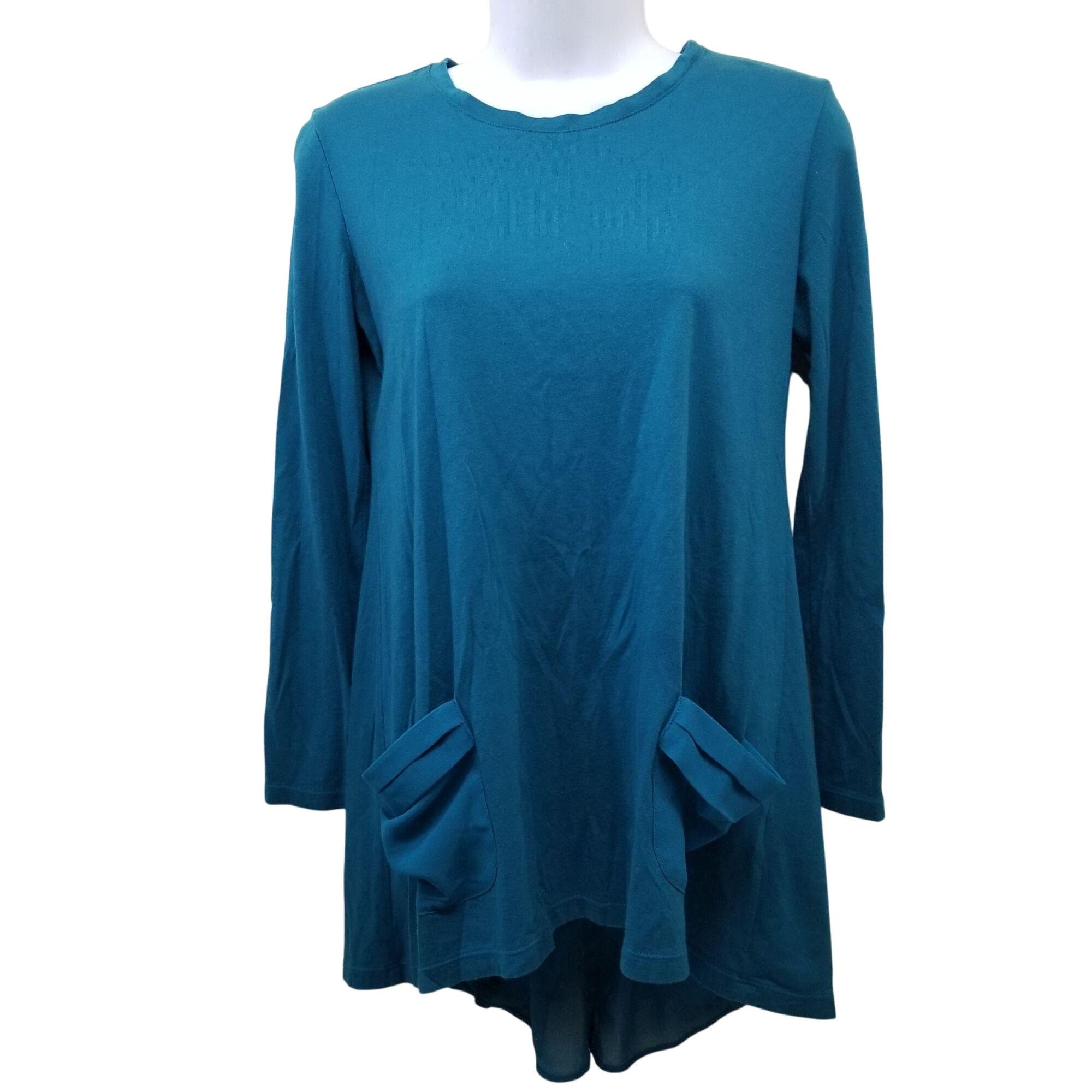 Other LOGO 14 Blue Shirt Top Tunic Long Sleeve Hi Low Pockets Stre Size XL / US 12-14 / IT 48-50 - 1 Thumbnail