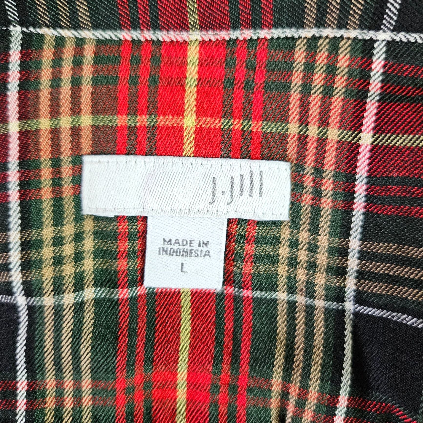 J. Jill J Jill Womens Button Front Top L Red Plaid Rayon Long Sleeve Shirt Size L / US 10 / IT 46 - 5 Thumbnail