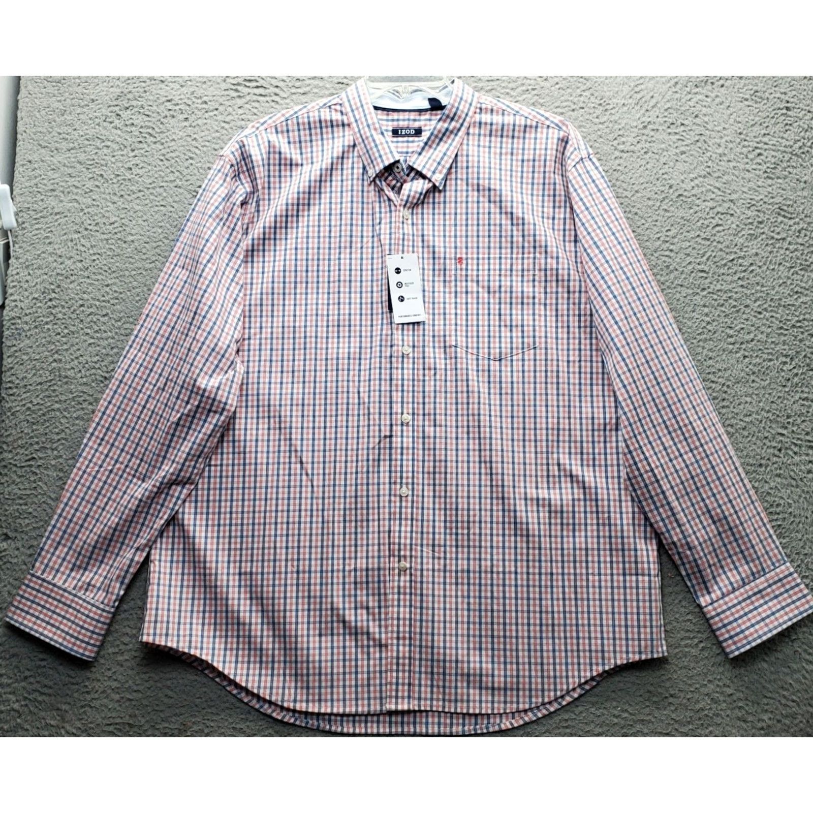 Izod IZOD Shirt Mens XXL Multicolor Plaid Stretch Performance Long Sleeve Button Down Size US XXL / EU 58 / 5 - 2 Thumbnail
